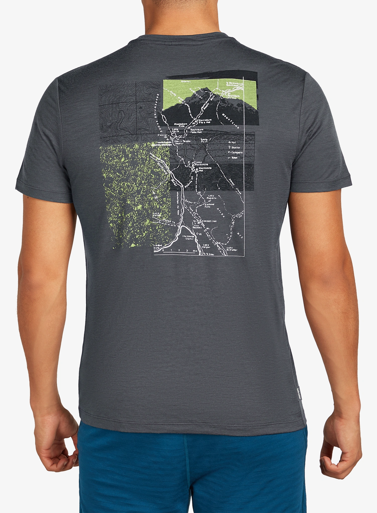 Majica s potiskom Icebreaker Merino 150 Tech Lite SS Tee Infographic - obsidian
