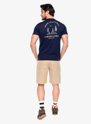 Majica s potiskom Icebreaker Merino 150 Tech Lite SS Tee Peaceful Pass - midnight navy