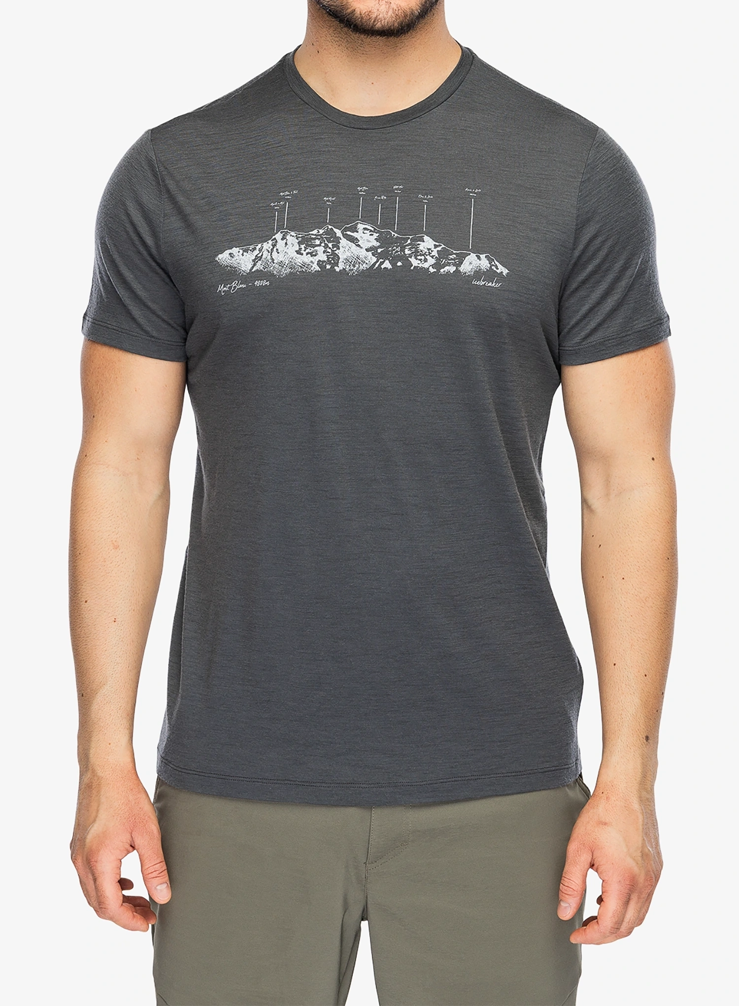 Majica s potiskom Icebreaker Merino 150 Tech Lite SS Tee The Peaks - obsidian