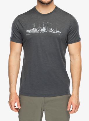 Majica s potiskom Icebreaker Merino 150 Tech Lite SS Tee The Peaks - obsidian
