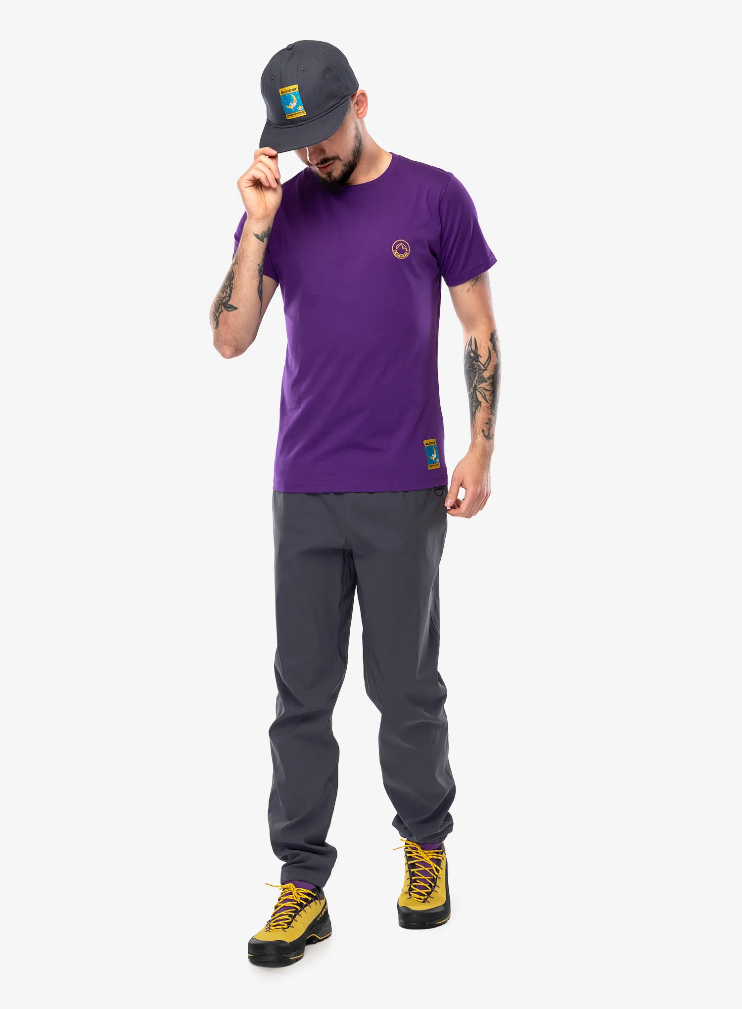 Majica s potiskom La Sportiva Climbing on the Moon T-Shirt - violet/yellow