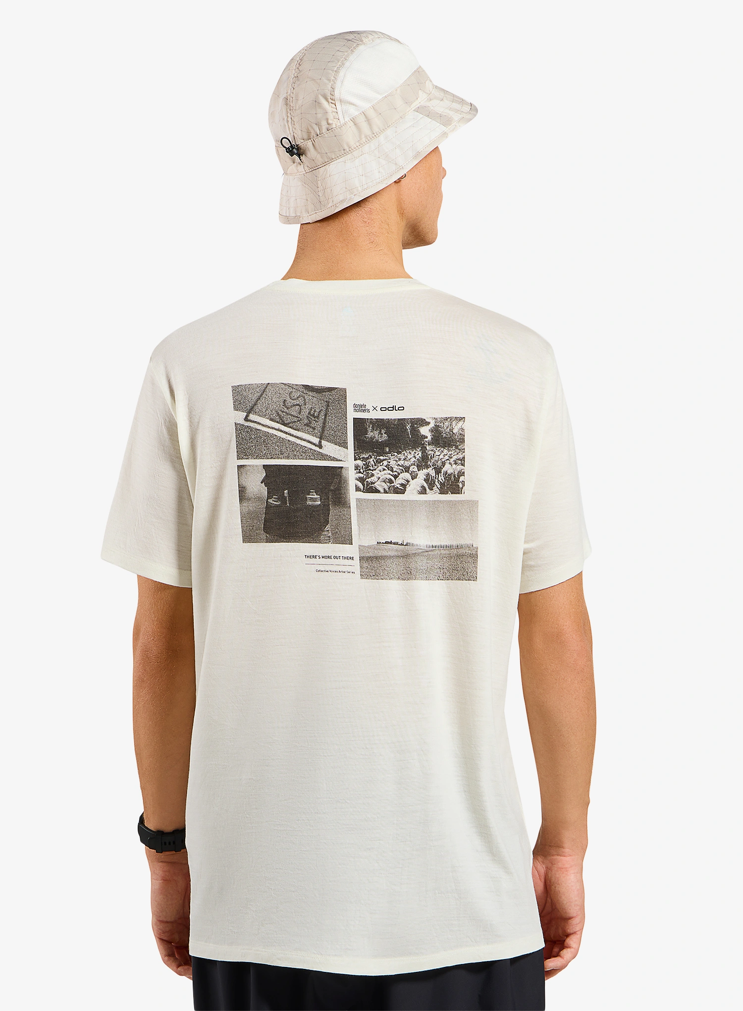 Majica s potiskom Odlo Merino 160 Postcards Crew Neck S/S - gardenia