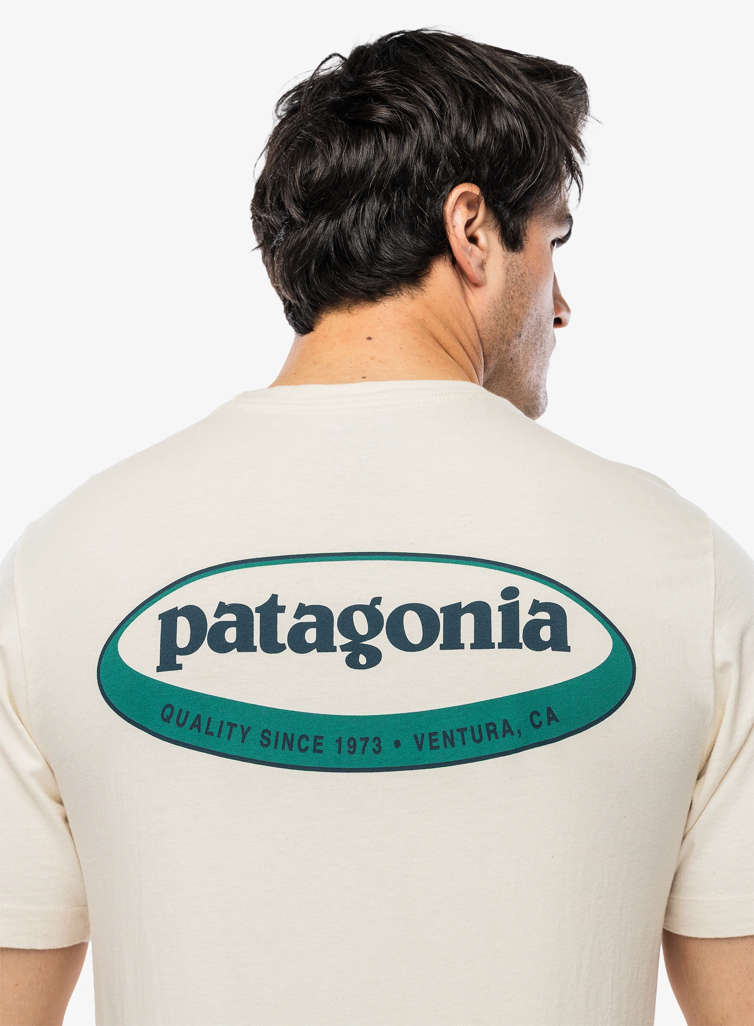 Majica s potiskom Patagonia 95 Oval Logo T-Shirt - undyed natural