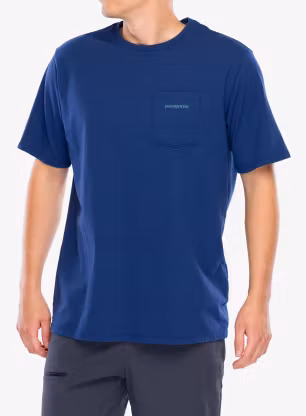 Majica s potiskom Patagonia Boardshort Logo Pocket Responsibili-Tee - clement blue