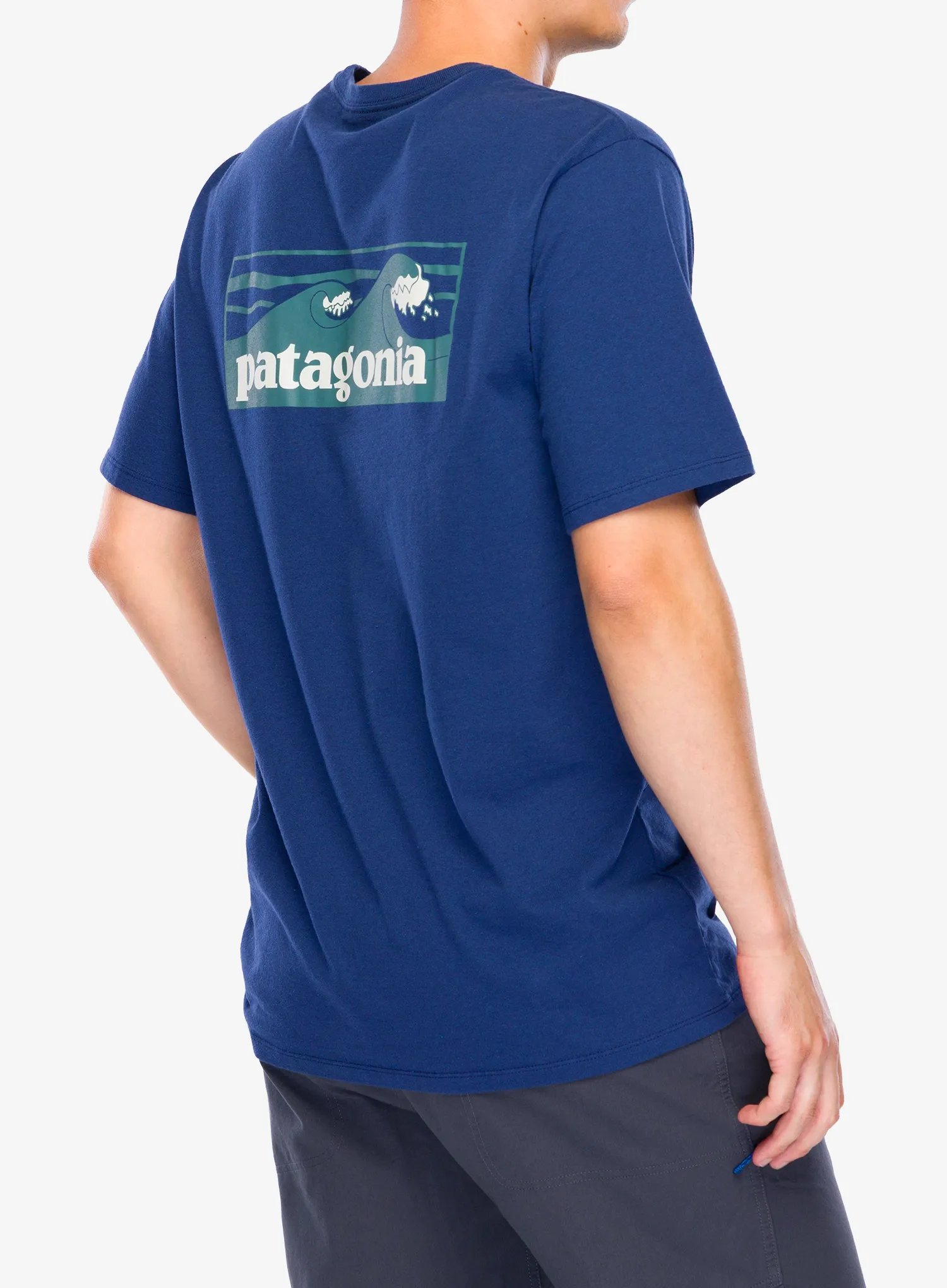 Majica s potiskom Patagonia Boardshort Logo Pocket Responsibili-Tee - clement blue