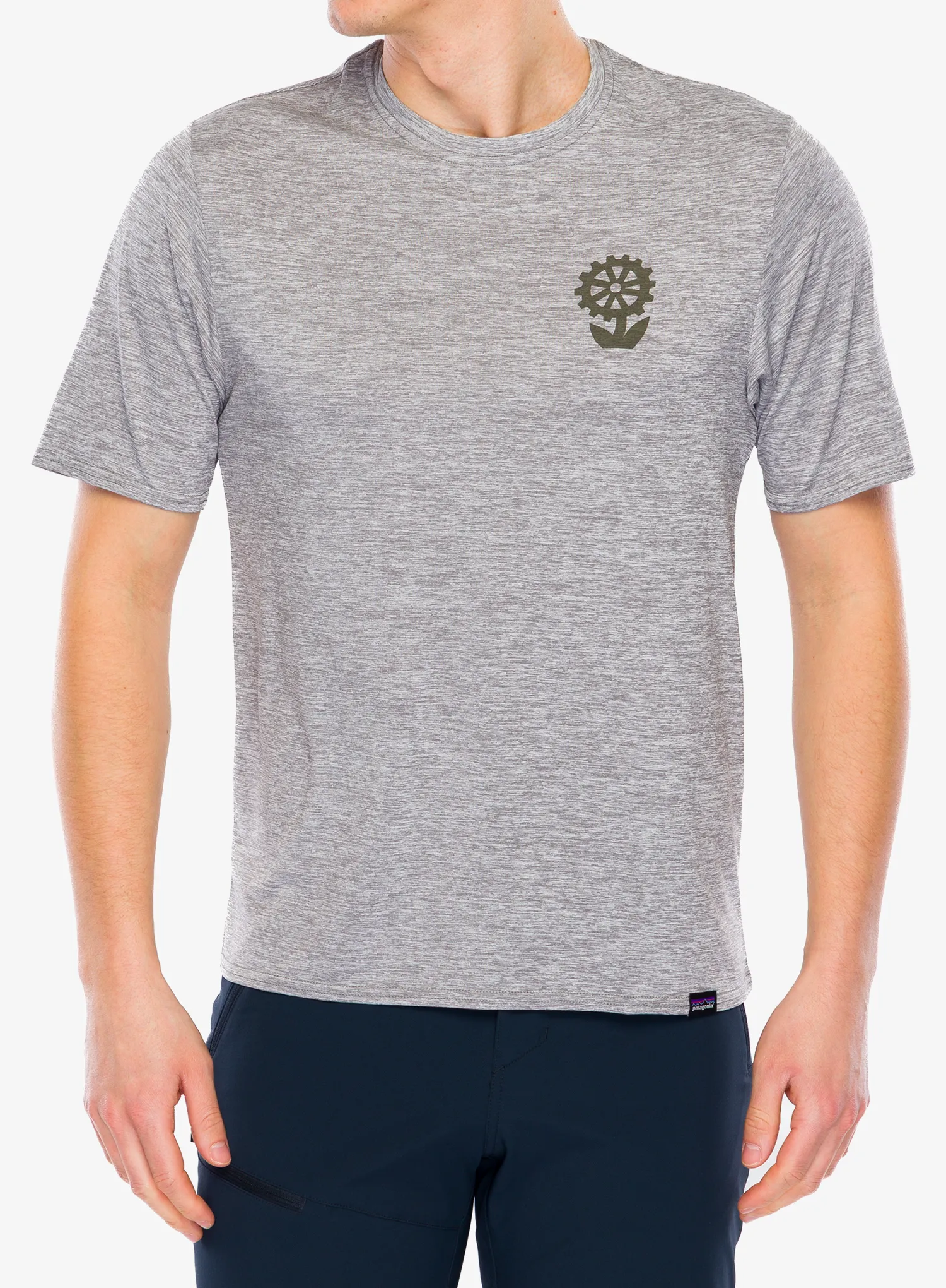 Majica s potiskom Patagonia Cap Cool Daily Graphic Shirt Lands - hike-a-bike/feather grey
