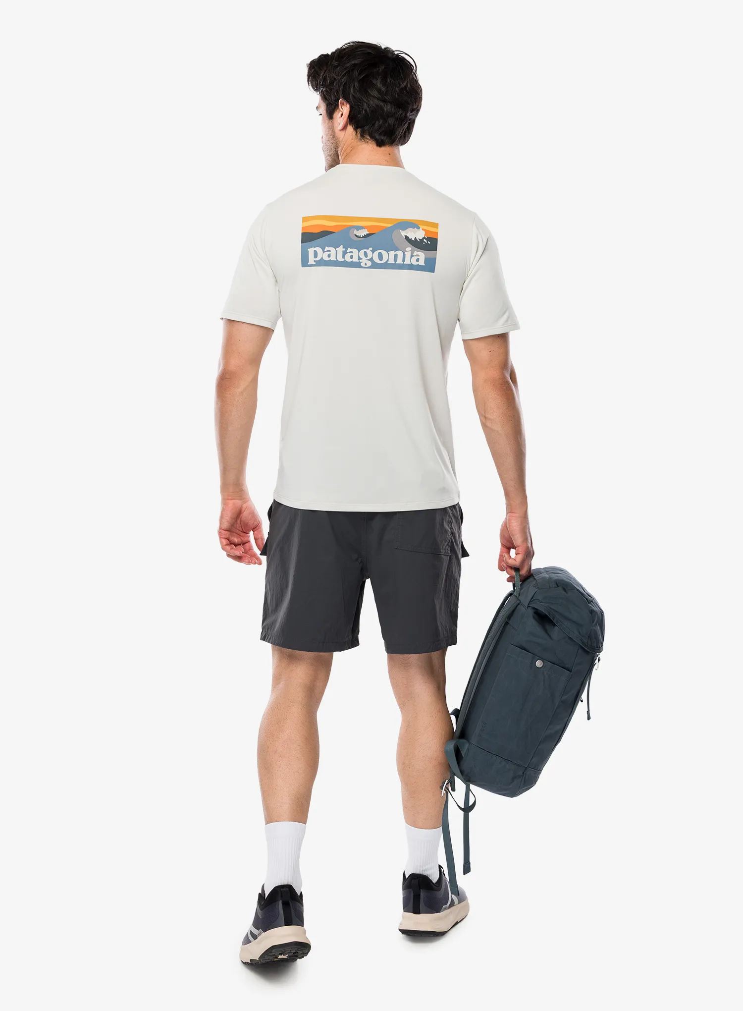 Majica s potiskom Patagonia Cap Cool Daily Shirt Boardshort Logo - dyno white