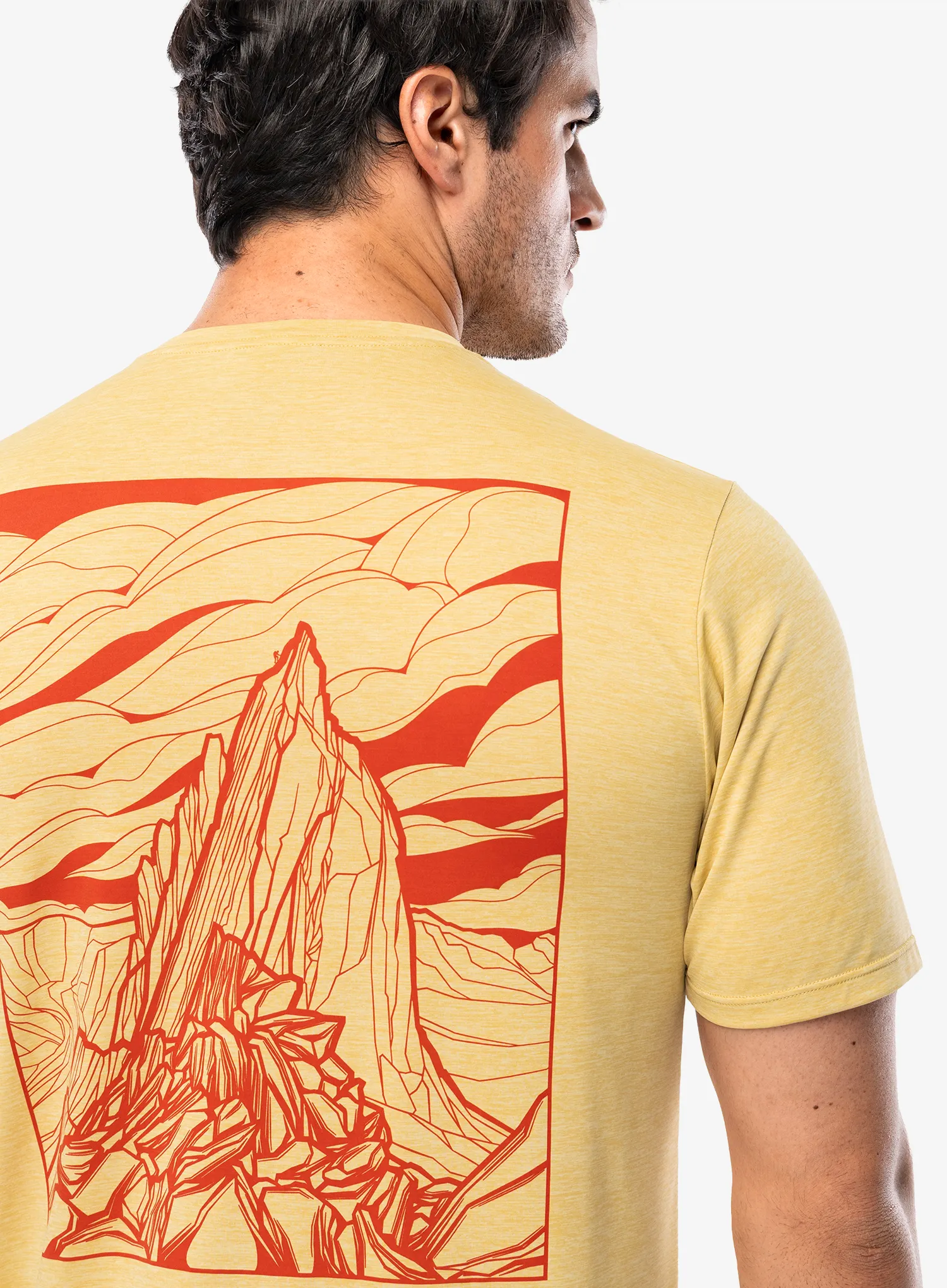 Majica s potiskom Patagonia Cap Cool Daily Shirt Cloud Crag - l.yellow/light l.yellow x-dye