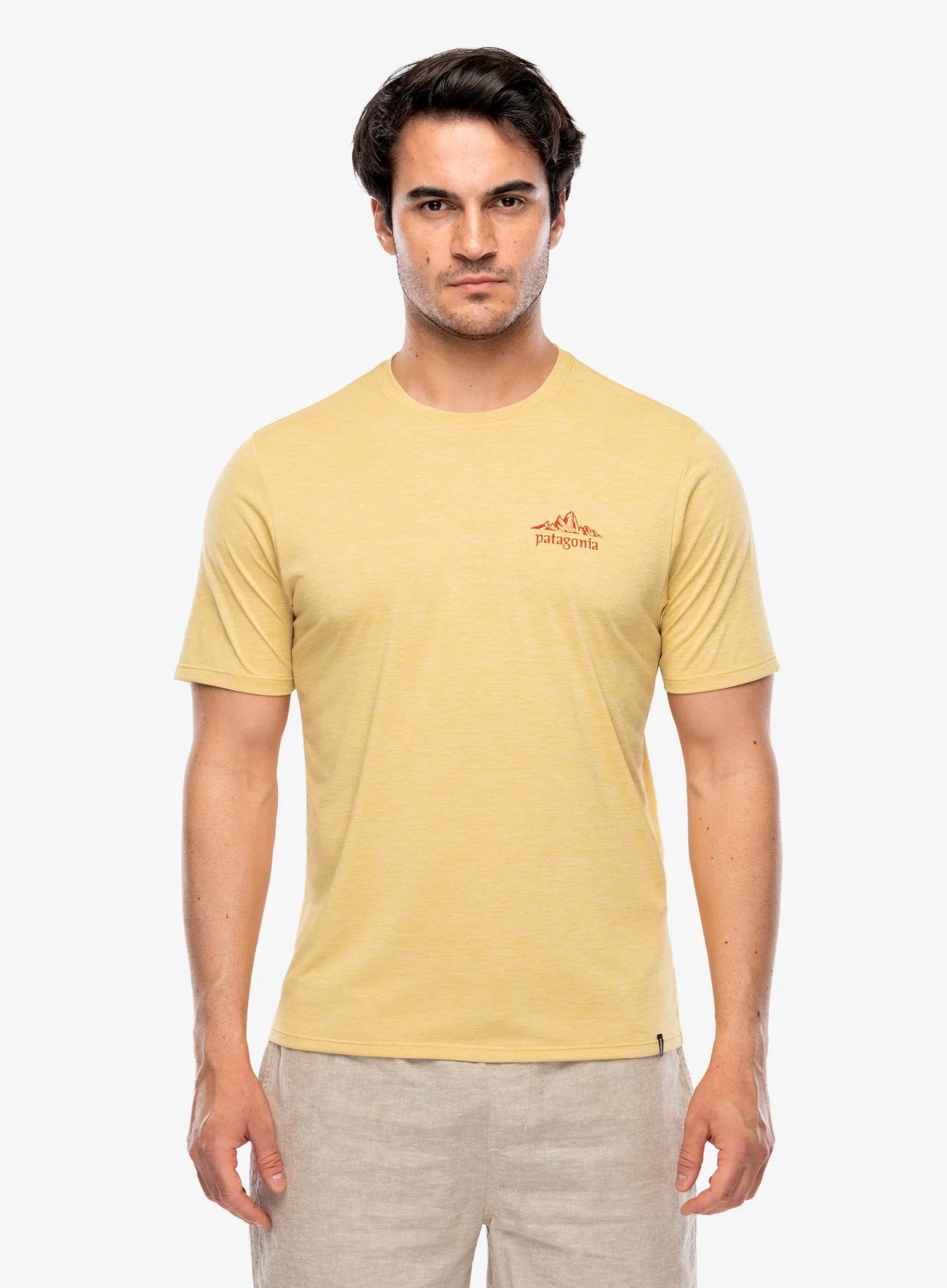 Majica s potiskom Patagonia Cap Cool Daily Shirt Cloud Crag - l.yellow/light l.yellow x-dye