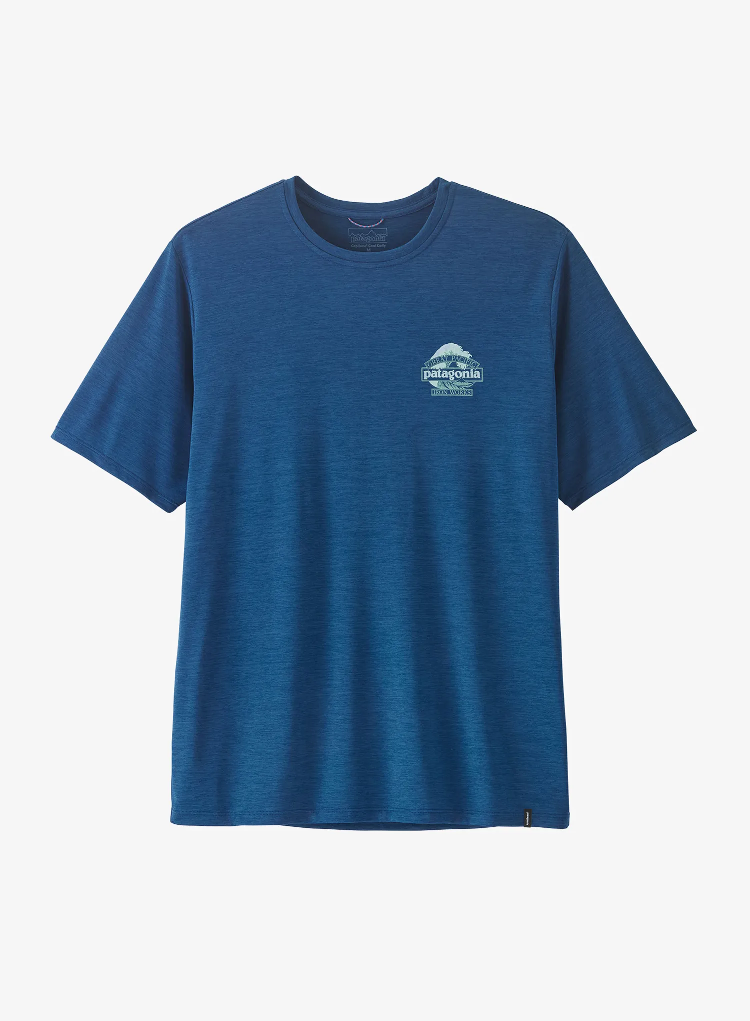 Majica s potiskom Patagonia Cap Cool Daily Shirt Great Waves - c.blue/light c.blue x-dye