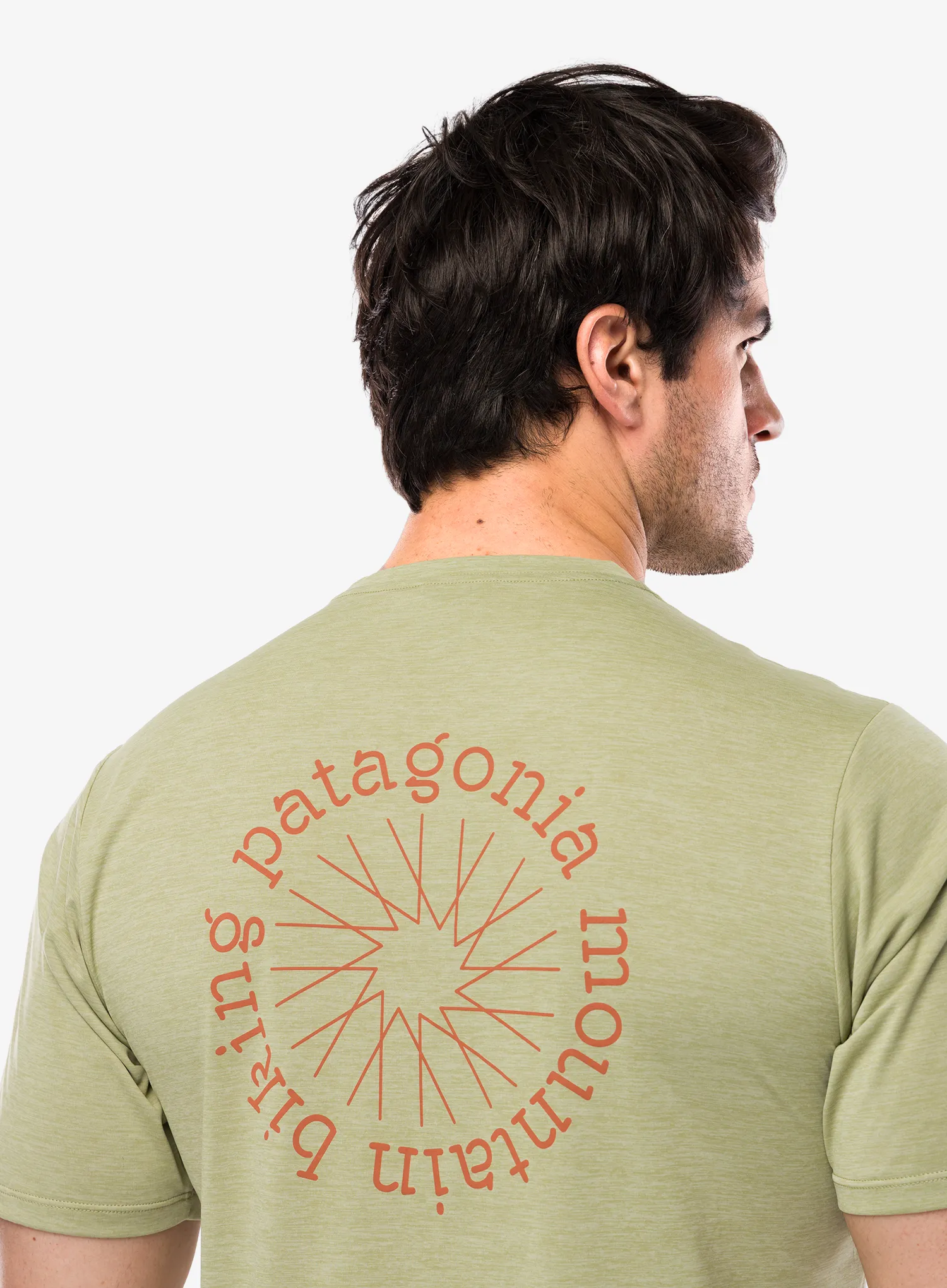 Majica s potiskom Patagonia Cap Cool Daily Shirt Spoke Stencil - g.green/light g.green x-dye