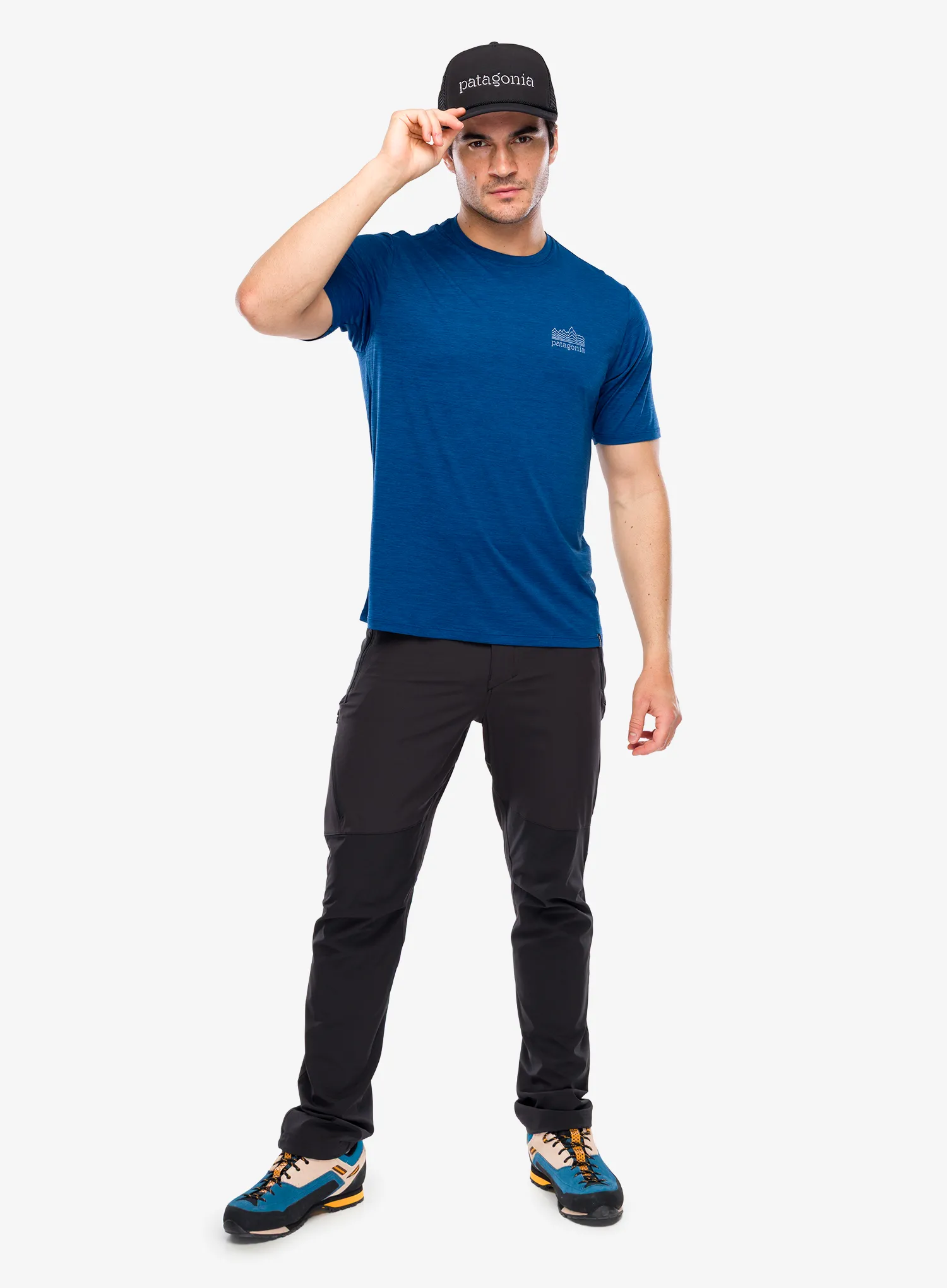 Majica s potiskom Patagonia Cap Cool Daily Shirt Strataspire - c.blue/light c.blue x-dye