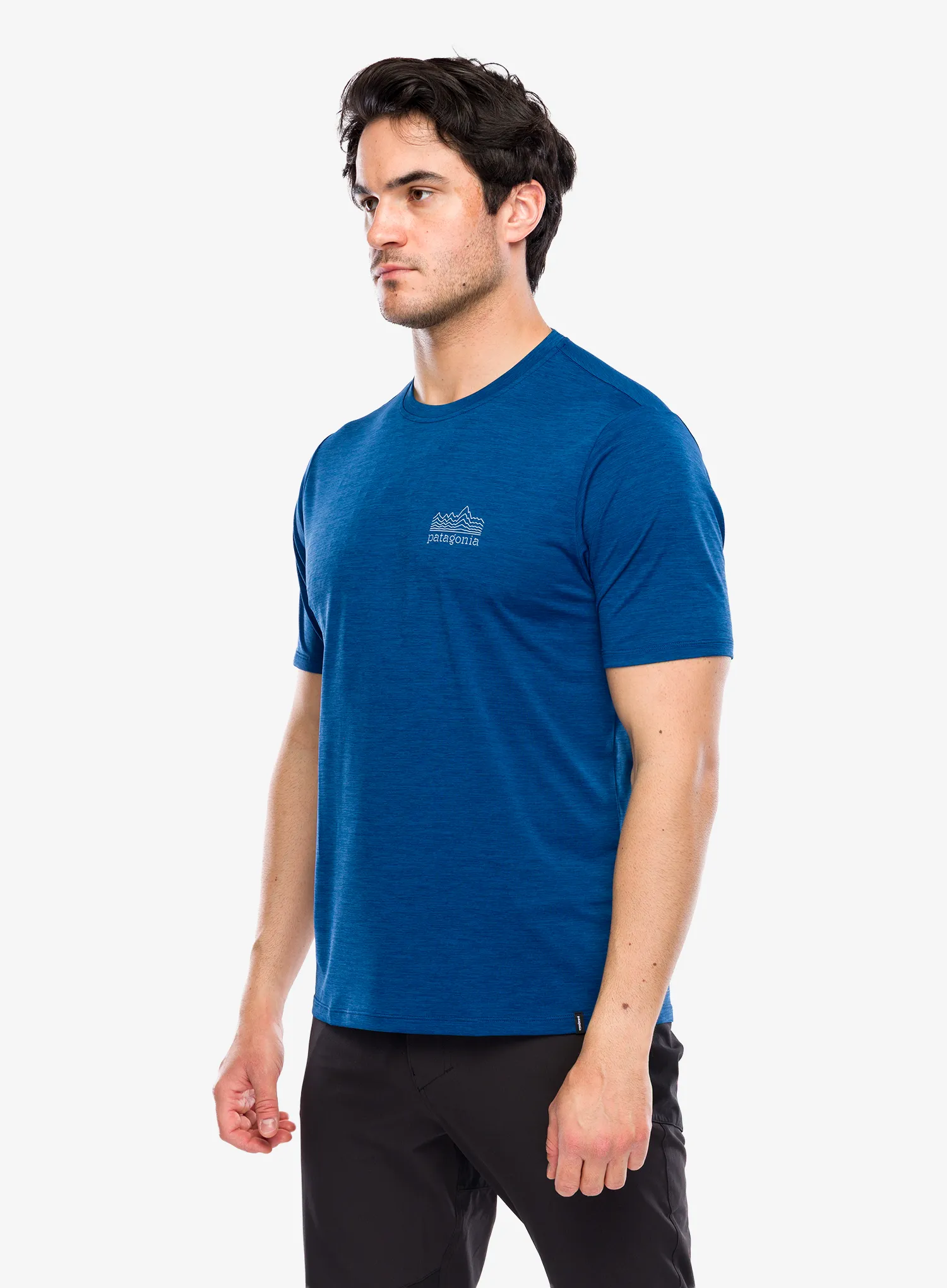 Majica s potiskom Patagonia Cap Cool Daily Shirt Strataspire - c.blue/light c.blue x-dye