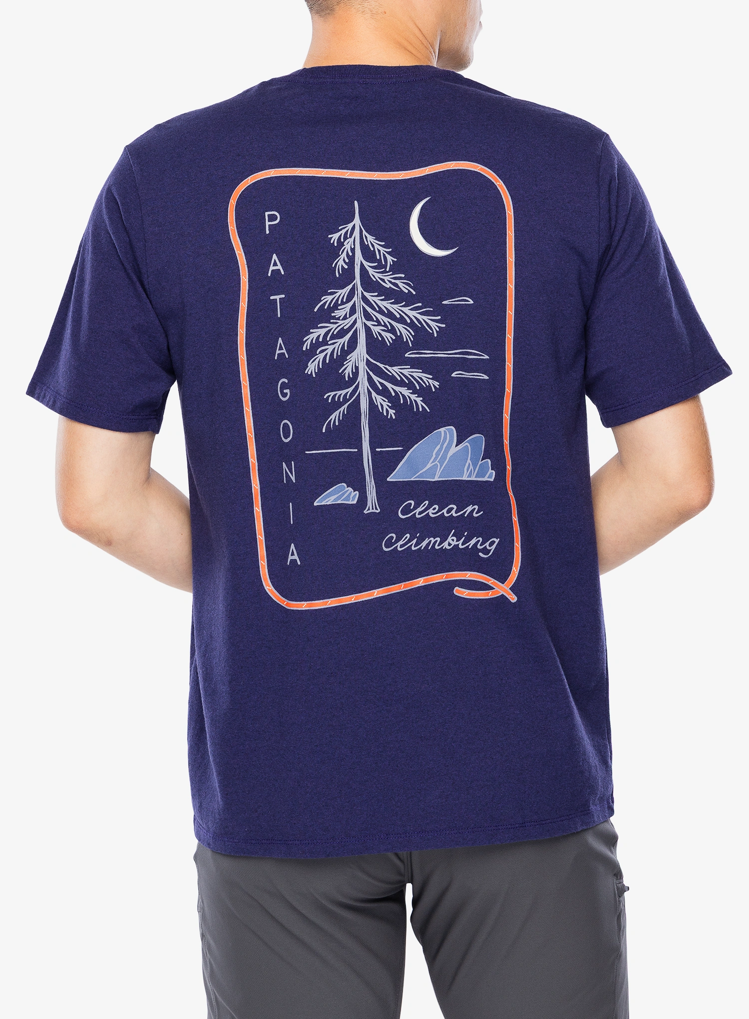 Majica s potiskom Patagonia Clean Climb Roots Responsibili-Tee - plummet purple