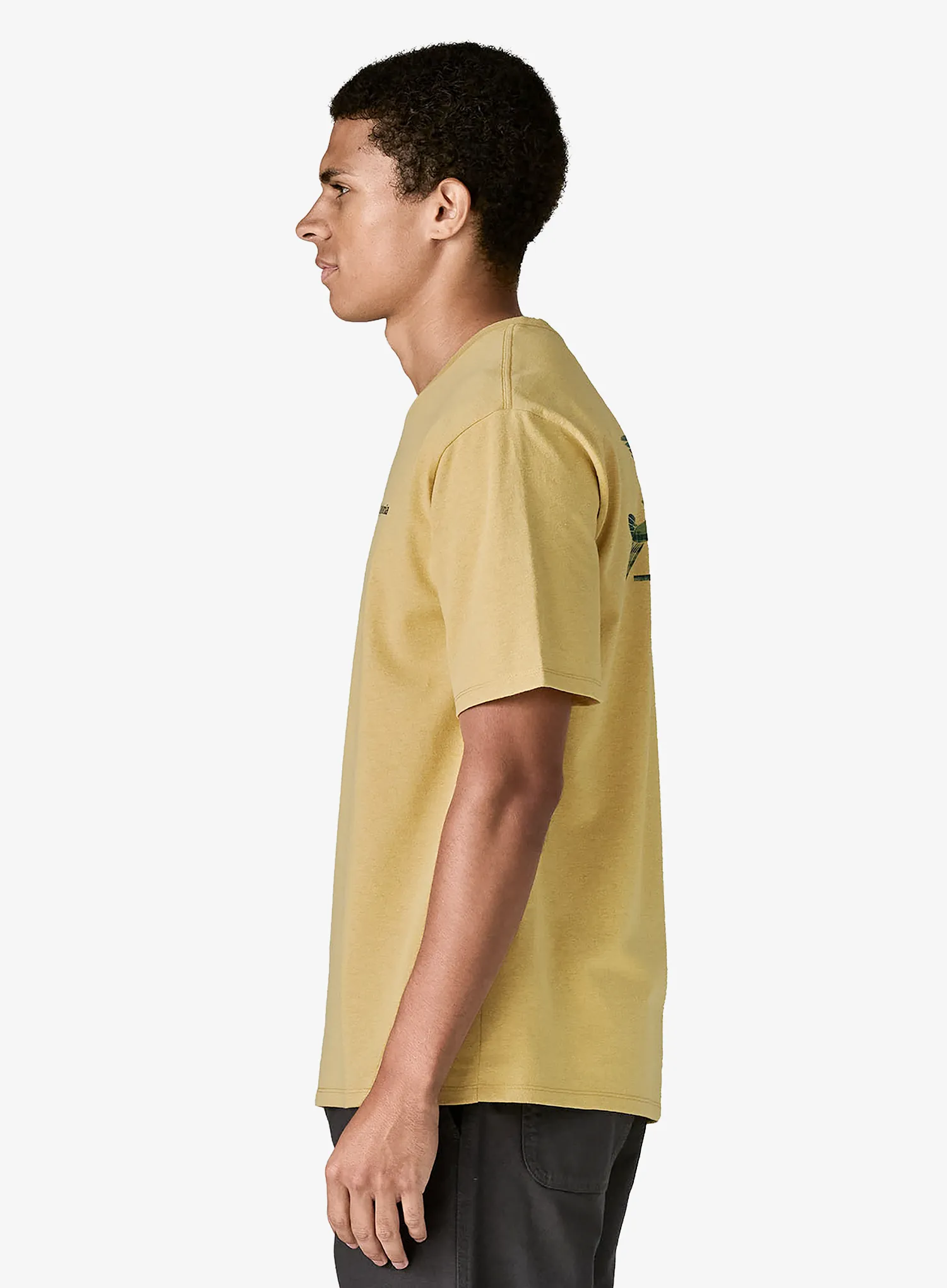 Majica s potiskom Patagonia Flying Fish Responsibili-Tee - limestone yellow/heritage fitz