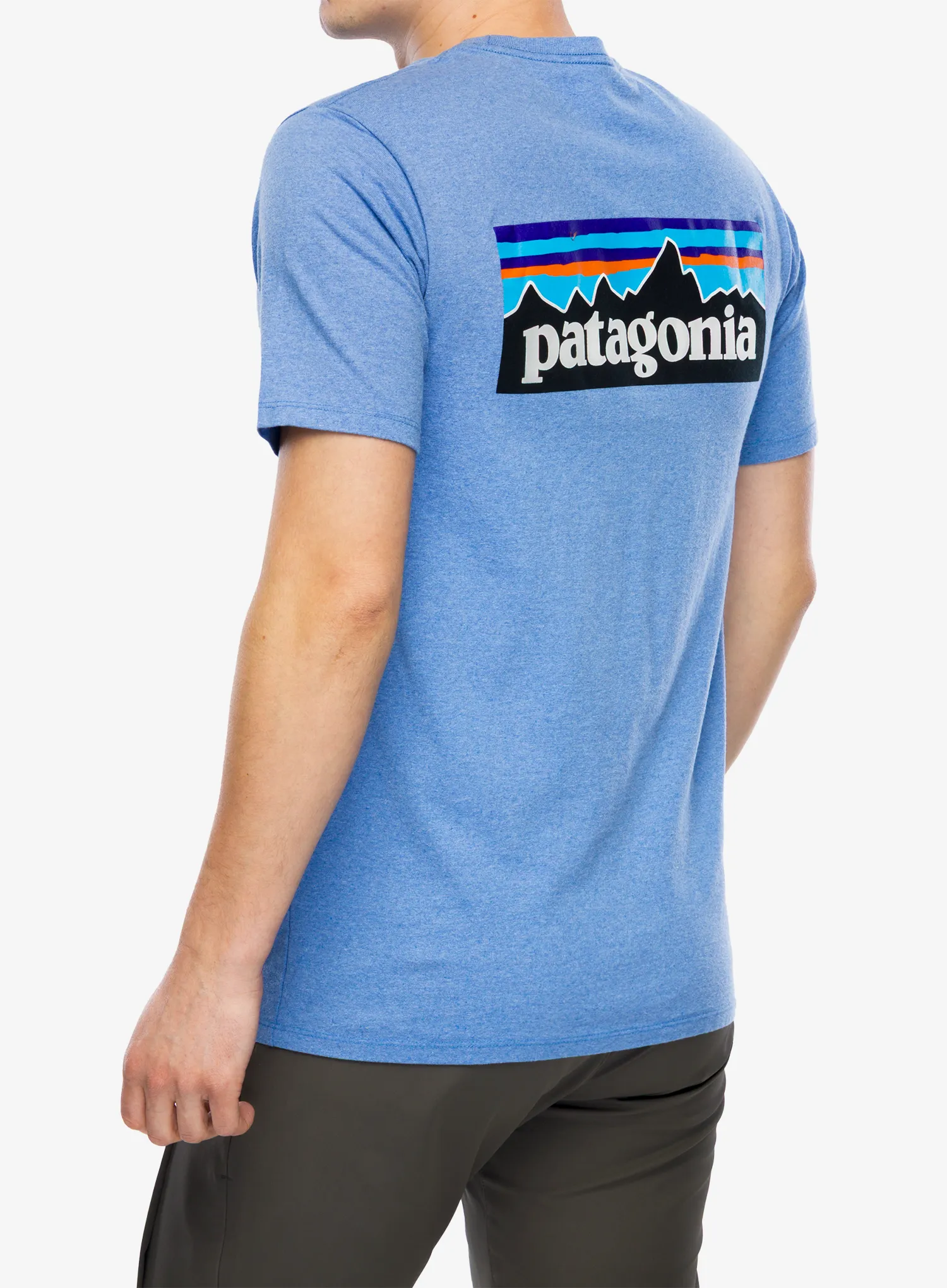 Majica s potiskom Patagonia P-6 Logo Responsibili-Tee - abundant blue