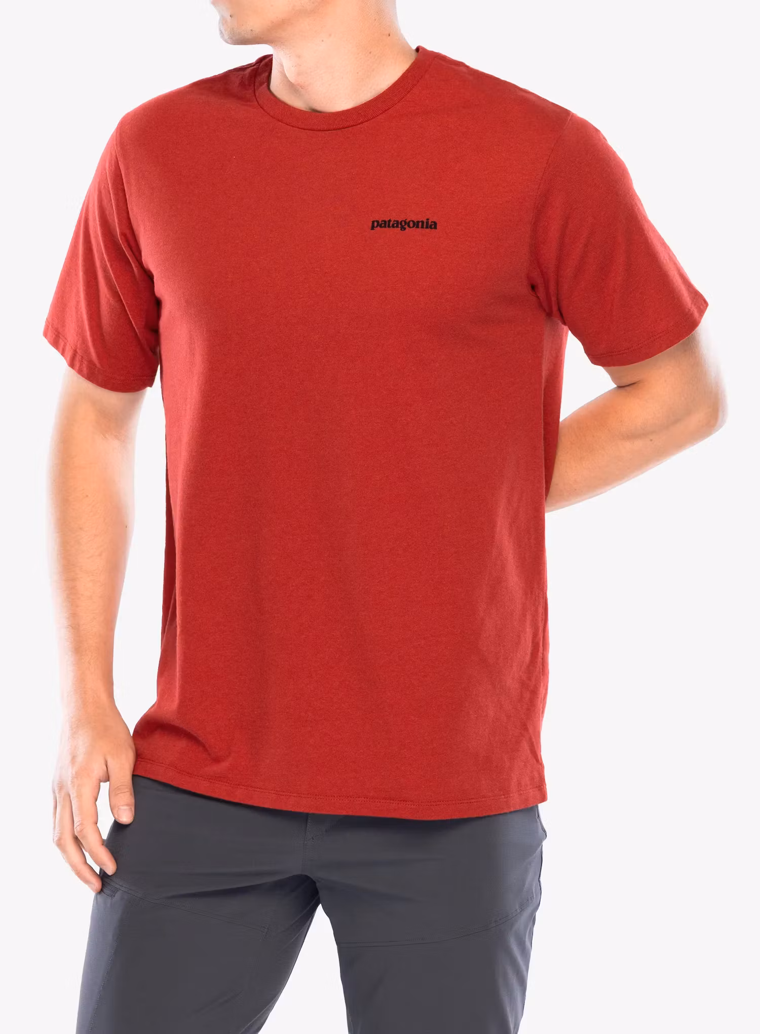 Majica s potiskom Patagonia P-6 Logo Responsibili-Tee - amanita red