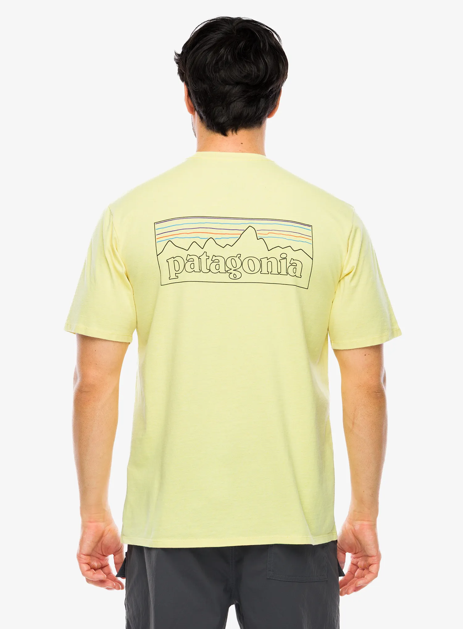 Majica s potiskom Patagonia P-6 Logo Responsibili-Tee - outline/lemon zest