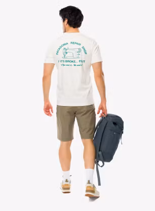 Majica s potiskom Patagonia Repair Shop T-Shirt - undyed natural