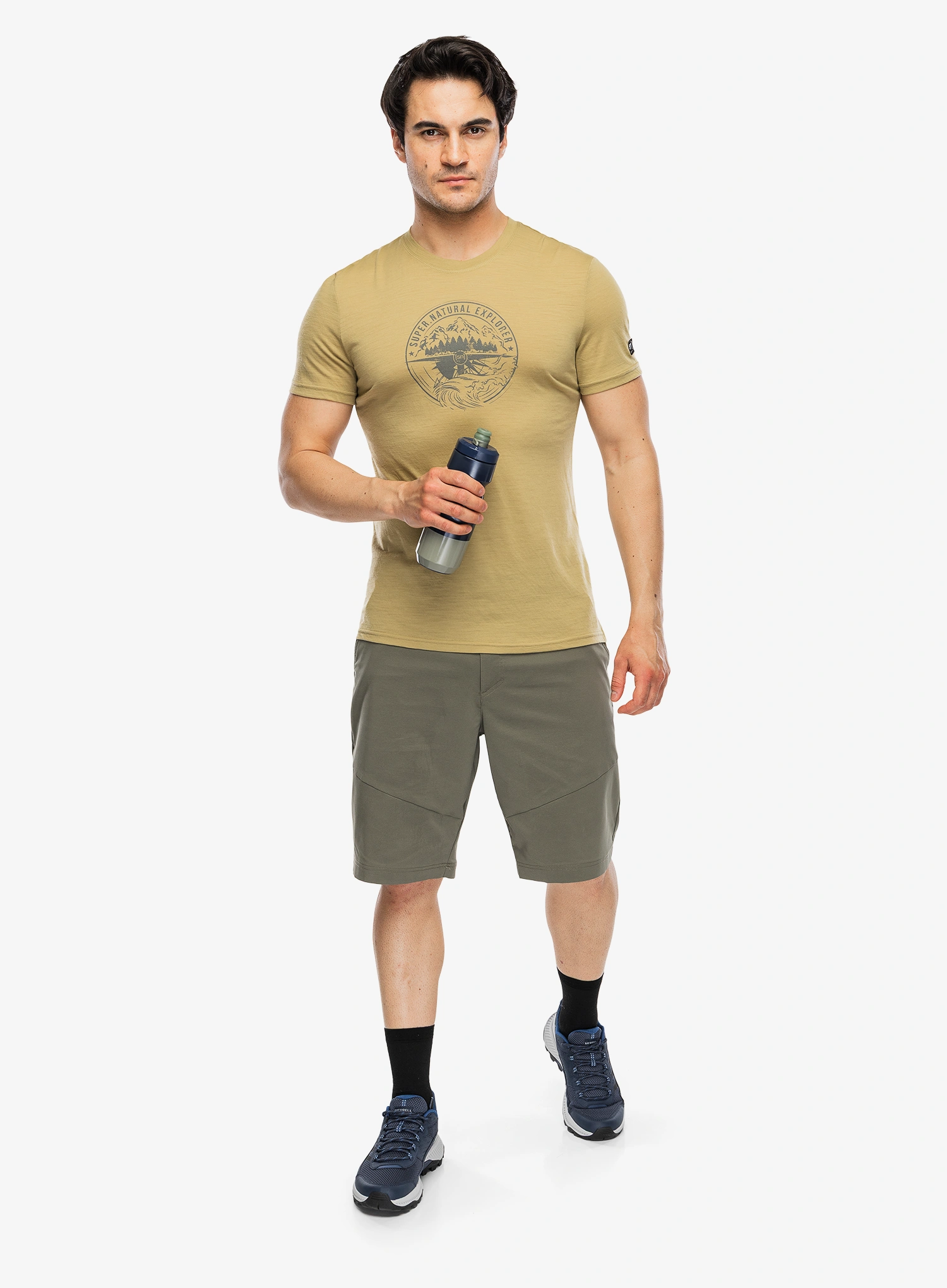 Majica s potiskom Super.natural Exploring Tee - sahara/cashmere grey melange