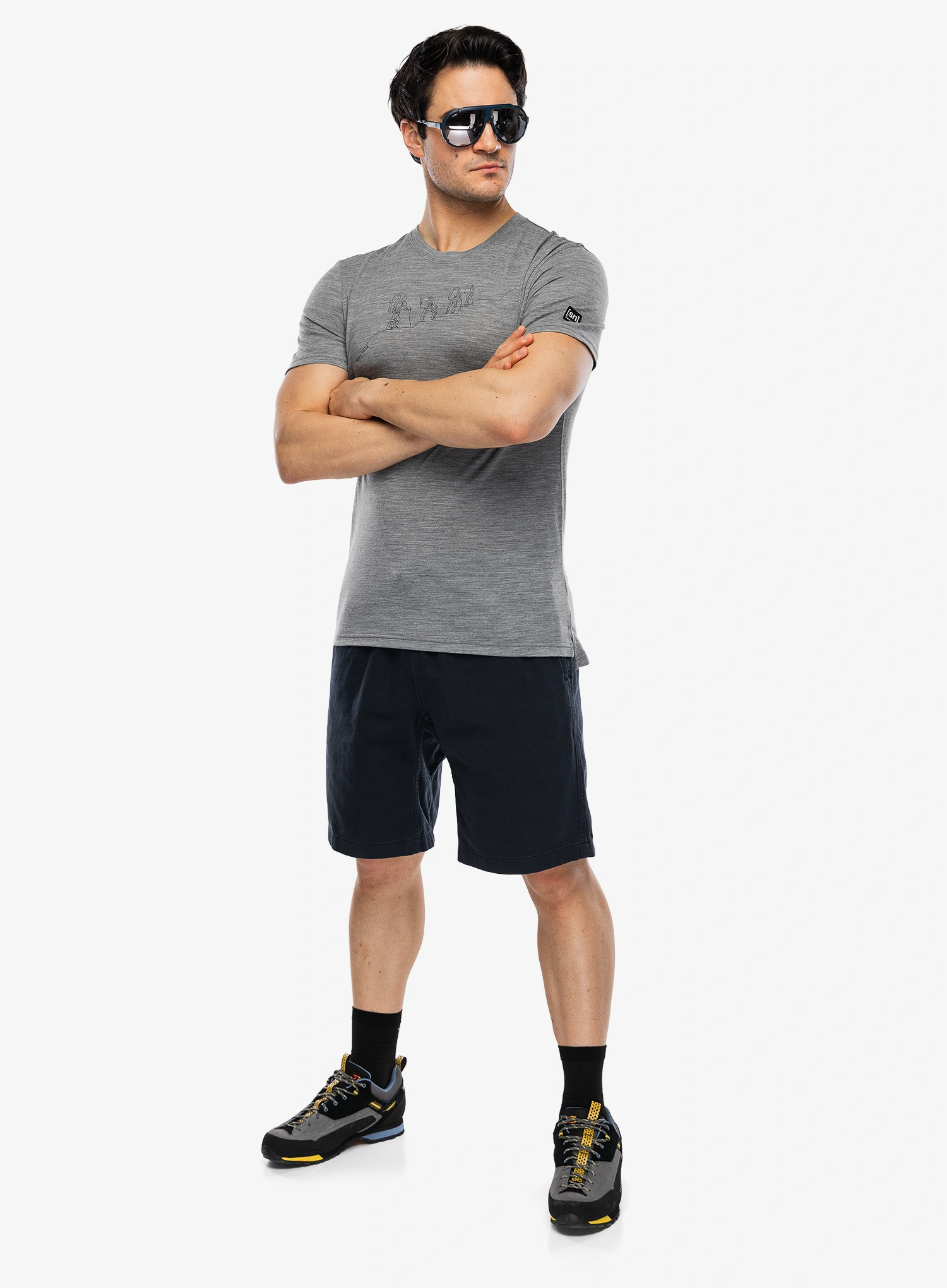 Majica s potiskom Super.natural Hiking Tee - c.mere grey mel/c.mere gry mel