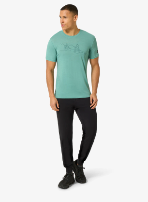 Majica s potiskom Super.natural Kanulines Tee - lagoon green/blueberry