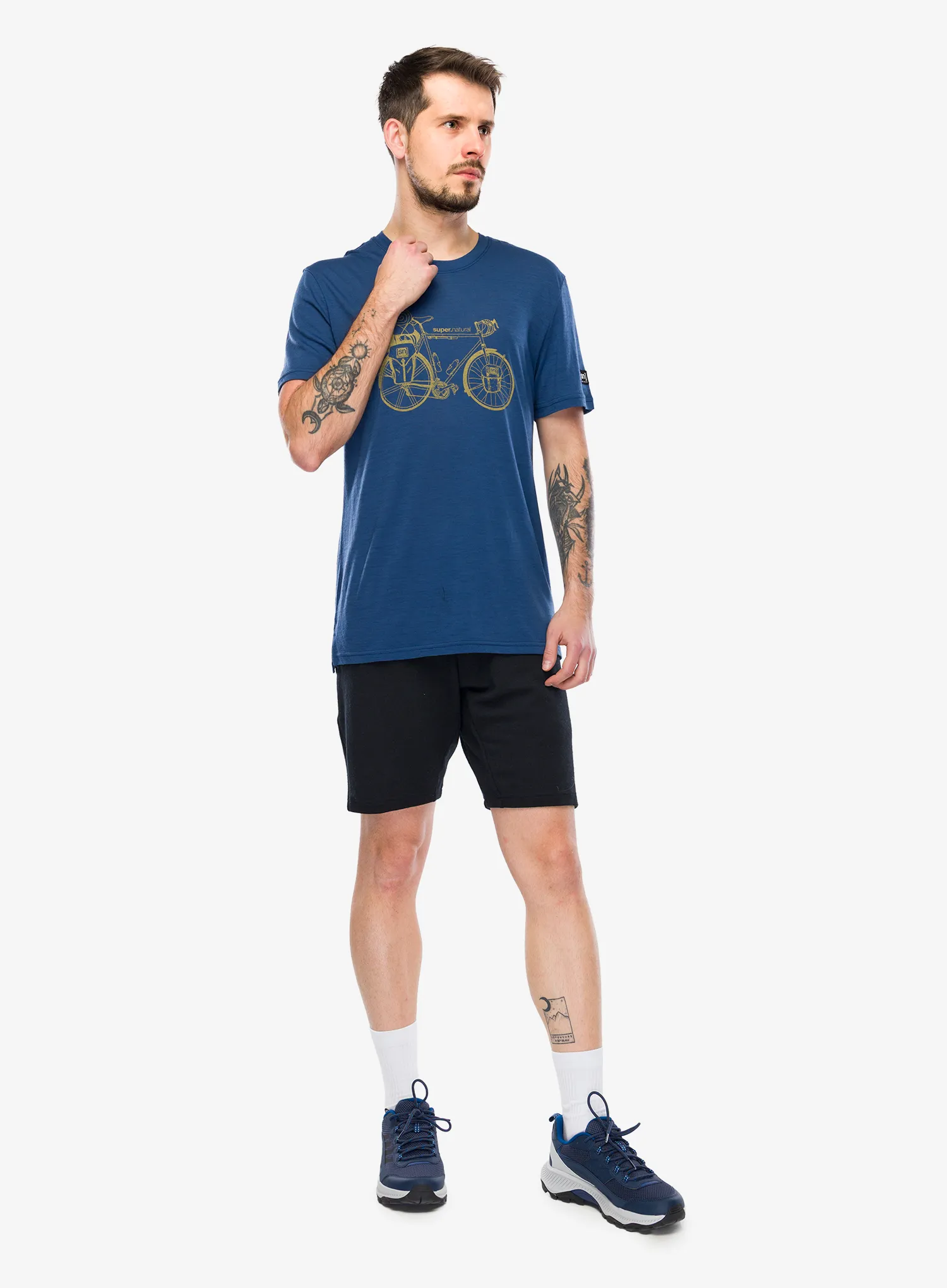 Majica s potiskom Super.natural Wander Wheel Tee - ocean blue/dried tobacco