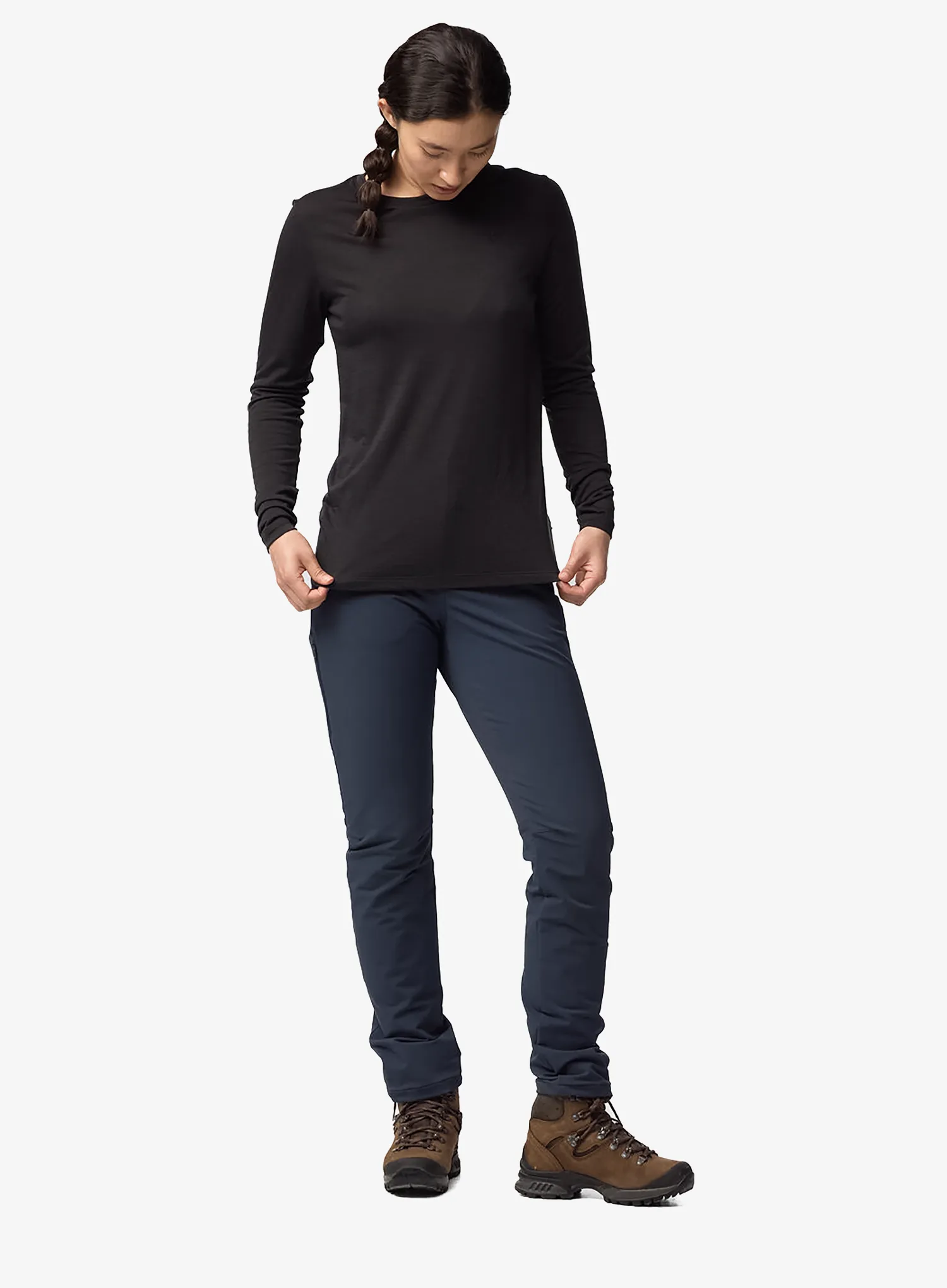 Ženska majica iz volne merino Fjallraven Abisko Wool SS - dark navy