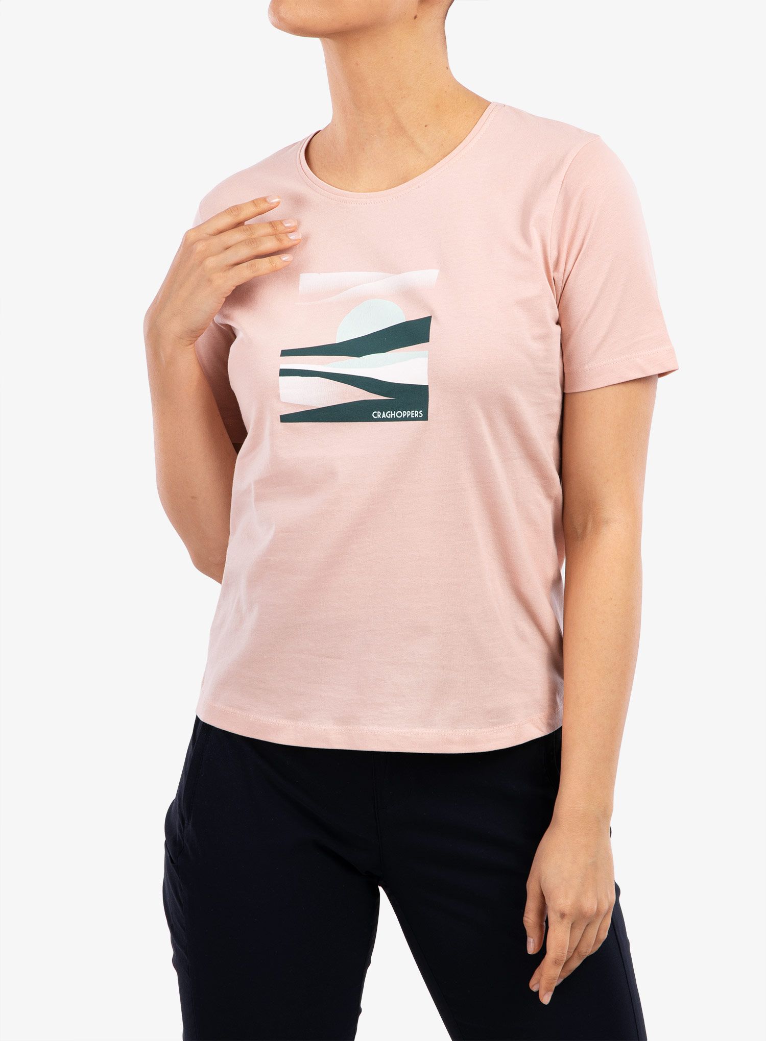 Ženska bombažna majica Craghoppers Ally S/S T-Shirt - pink clay sunset