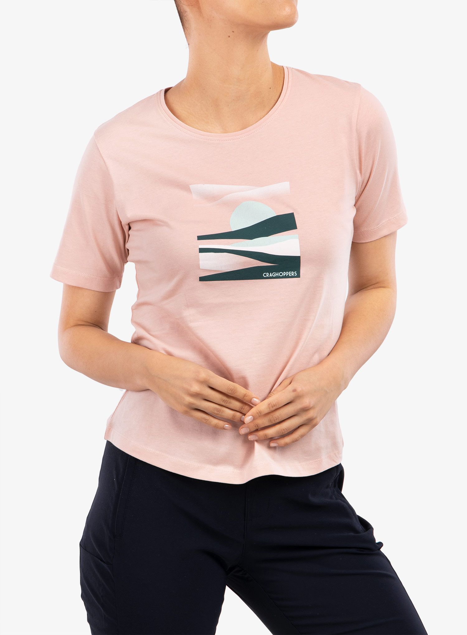 Ženska bombažna majica Craghoppers Ally S/S T-Shirt - pink clay sunset