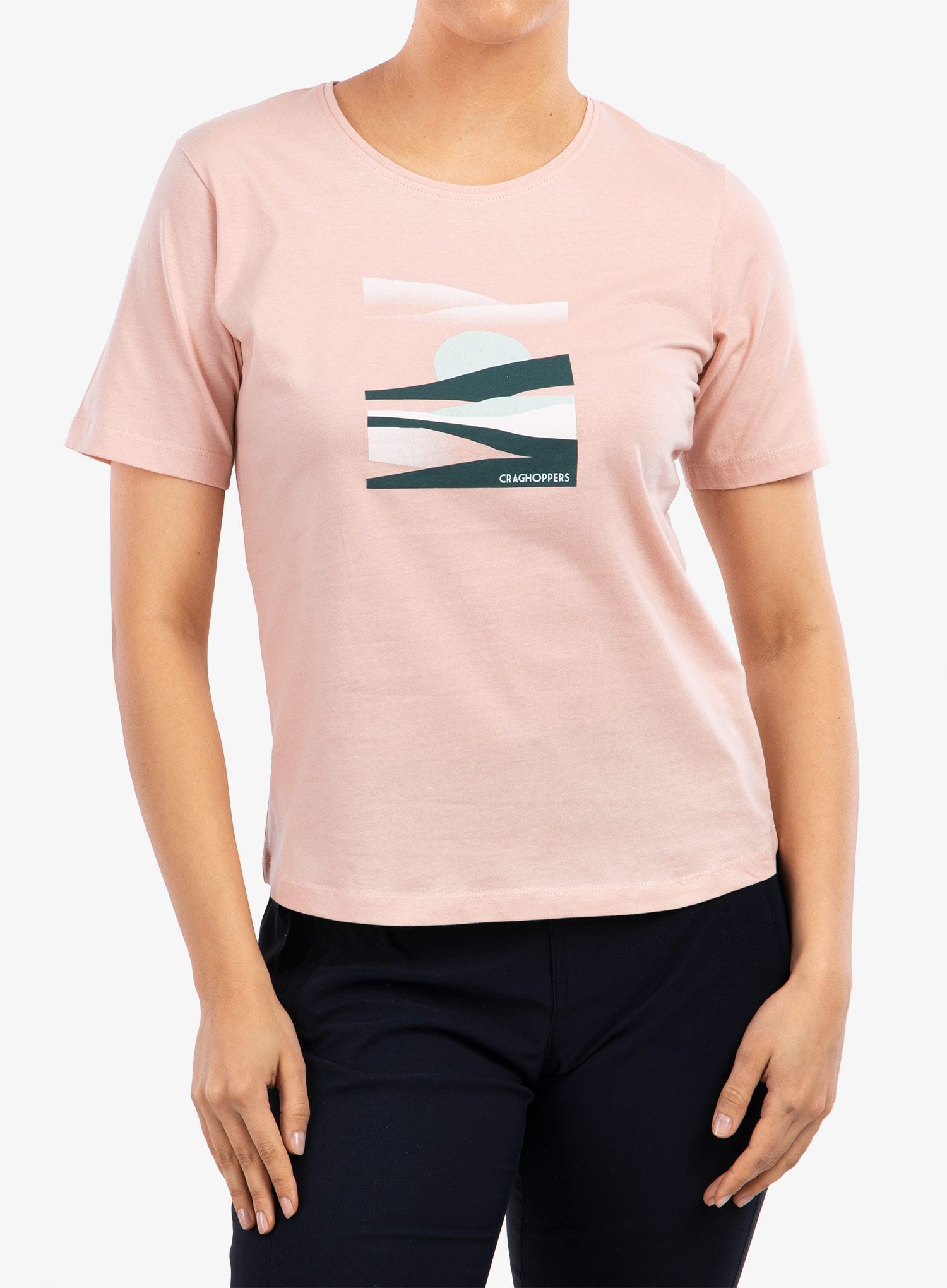 Ženska bombažna majica Craghoppers Ally S/S T-Shirt - pink clay sunset