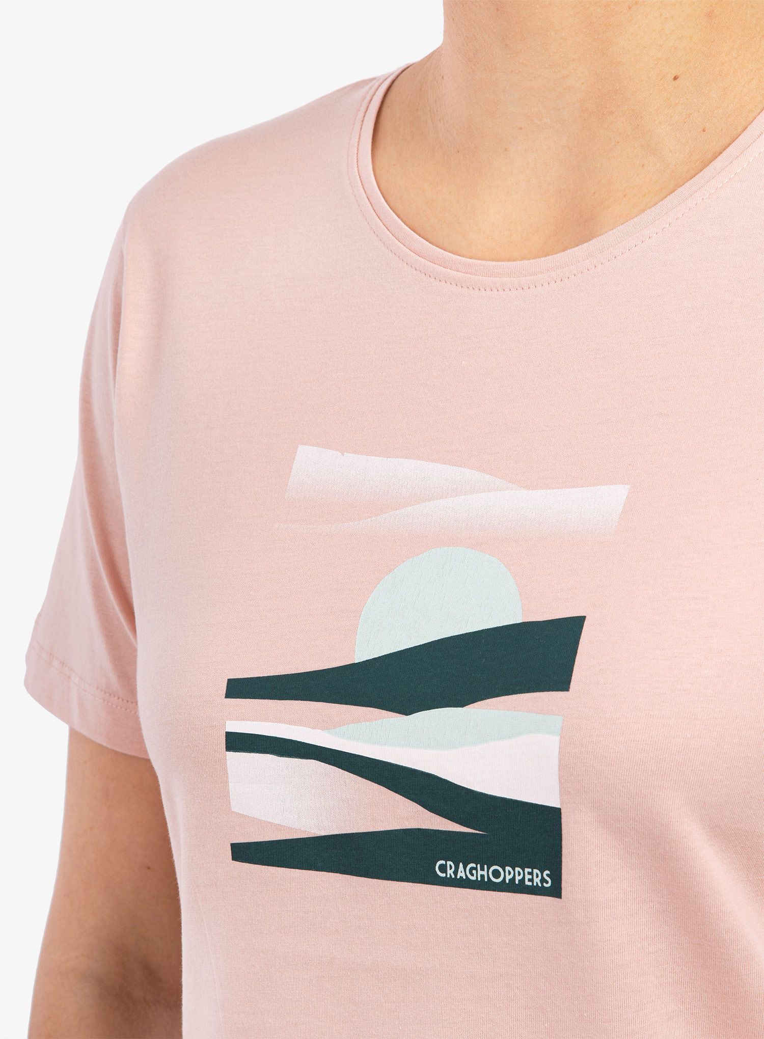 Ženska bombažna majica Craghoppers Ally S/S T-Shirt - pink clay sunset