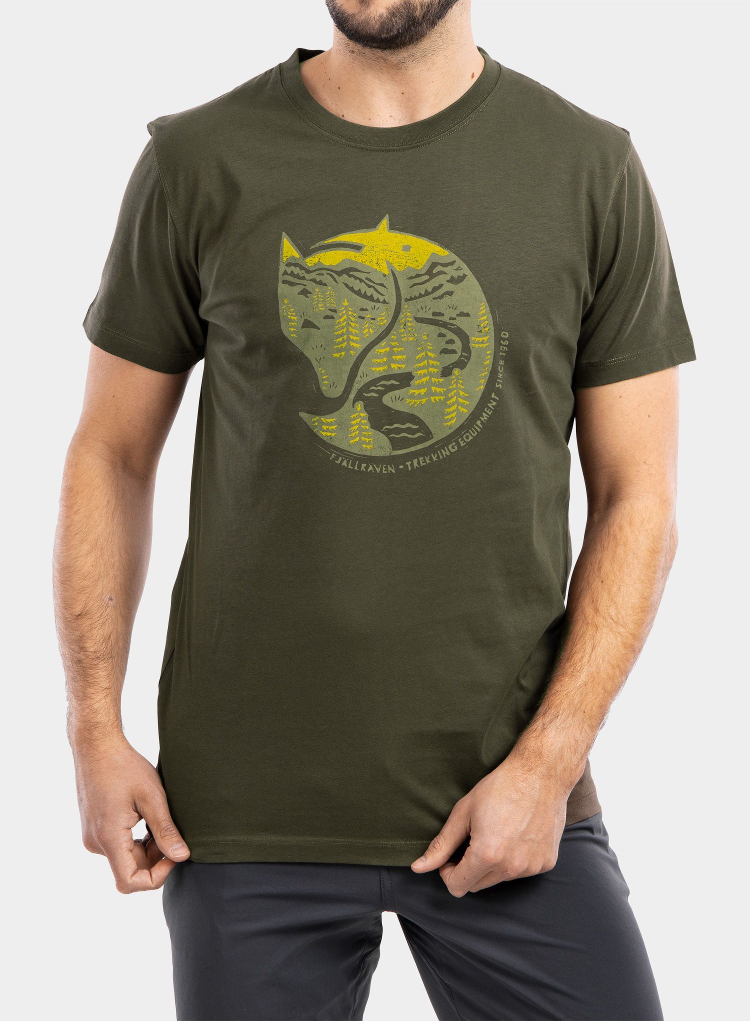 Bombažna majica Fjallraven Arctic Fox T-shirt - dark olive