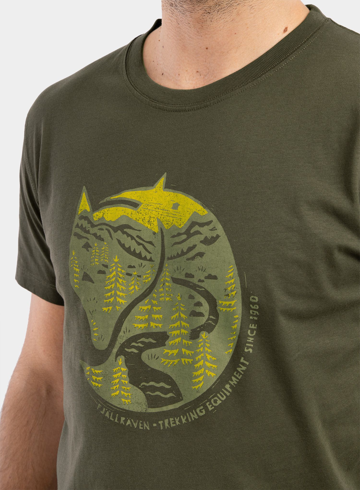Bombažna majica Fjallraven Arctic Fox T-shirt - dark olive
