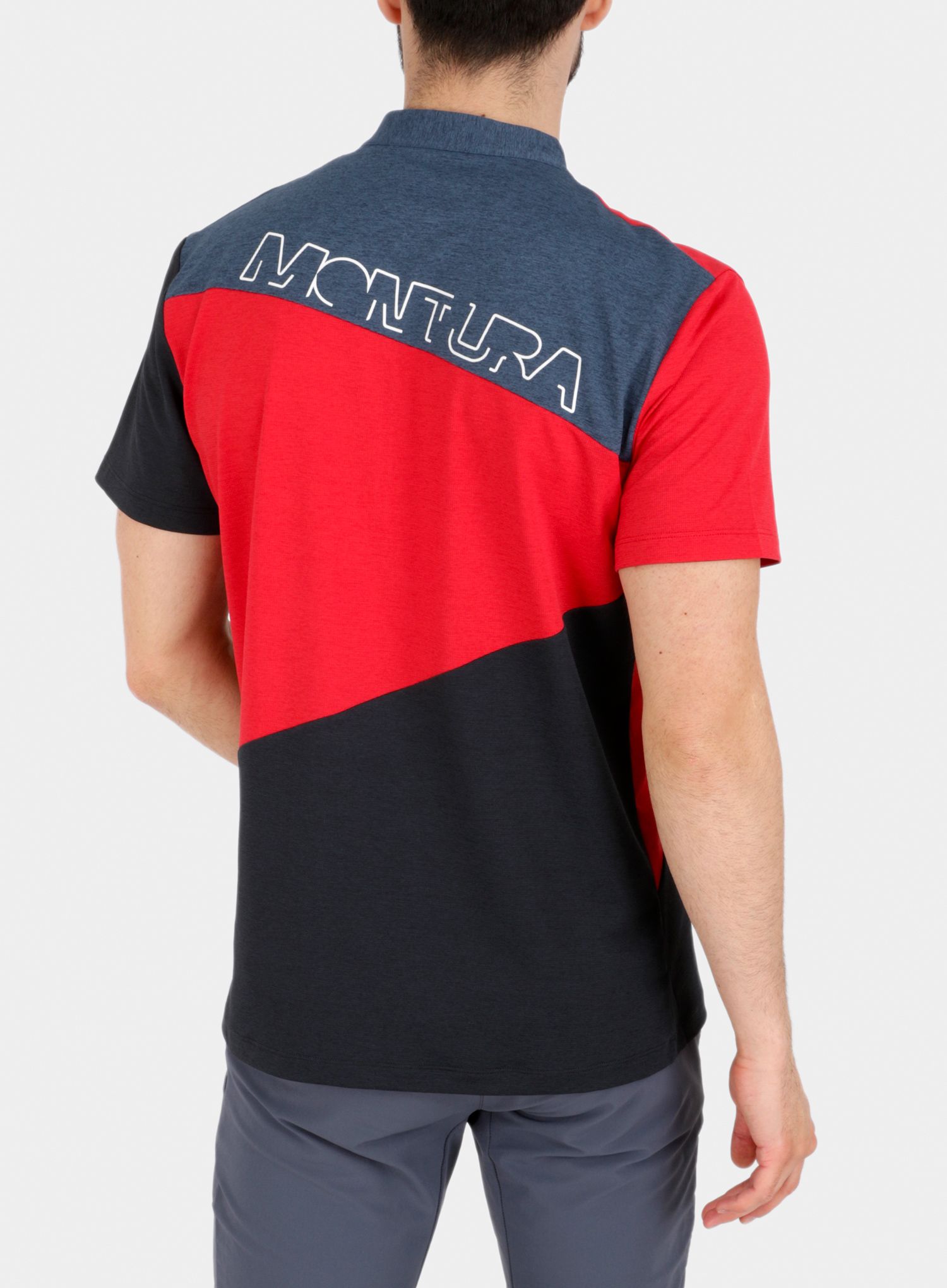 Športna majica Montura Vertical Block Zip T-shirt - red/powder blue