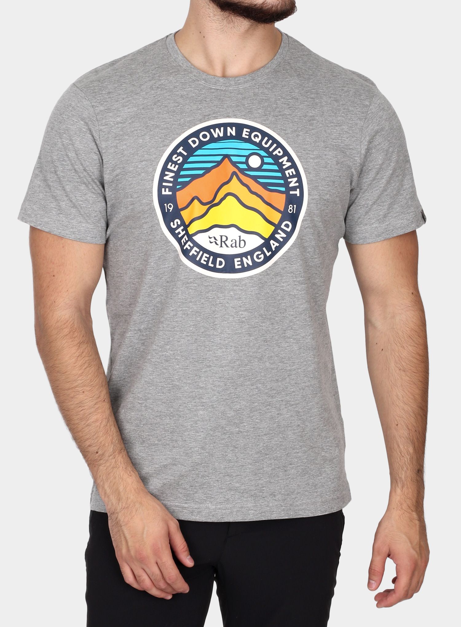 Majica s potiskom Rab Stance 3 Peaks S/S Tee - grey marl
