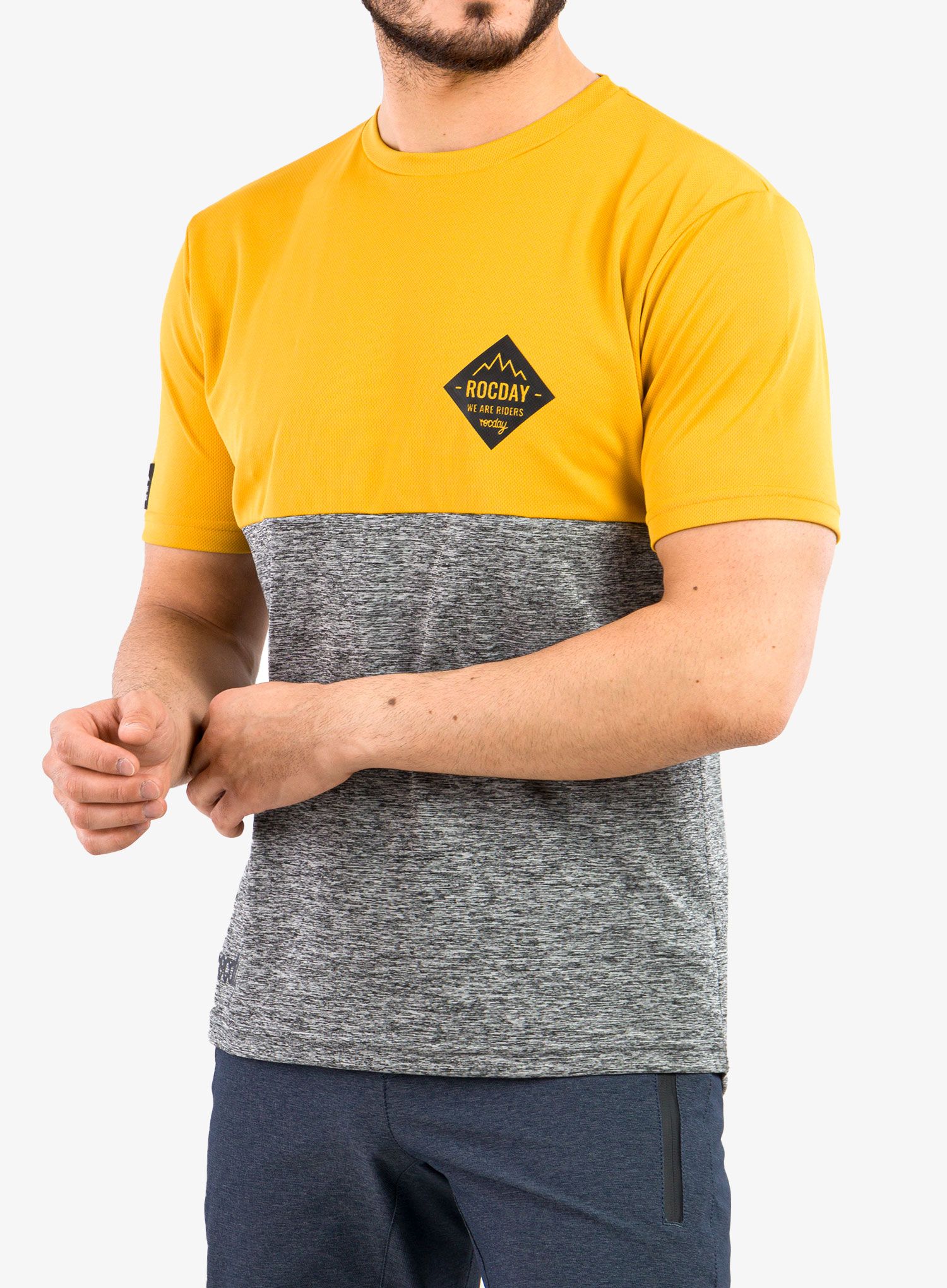 Moška kolesarska majica Rocday Double - yellow/melange