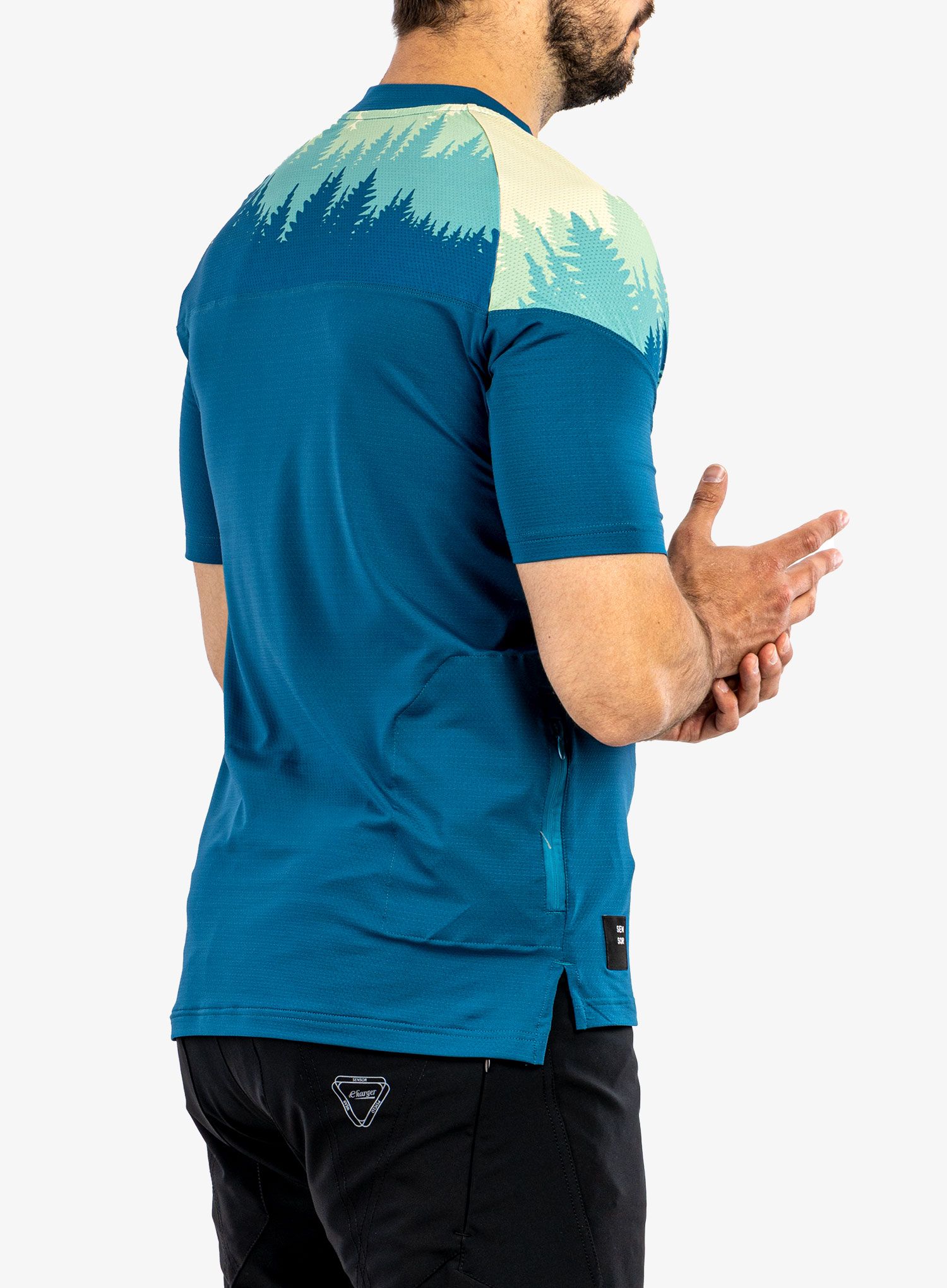 Moška kolesarska majica Sensor Helium Jersey S/S - saphire/trees
