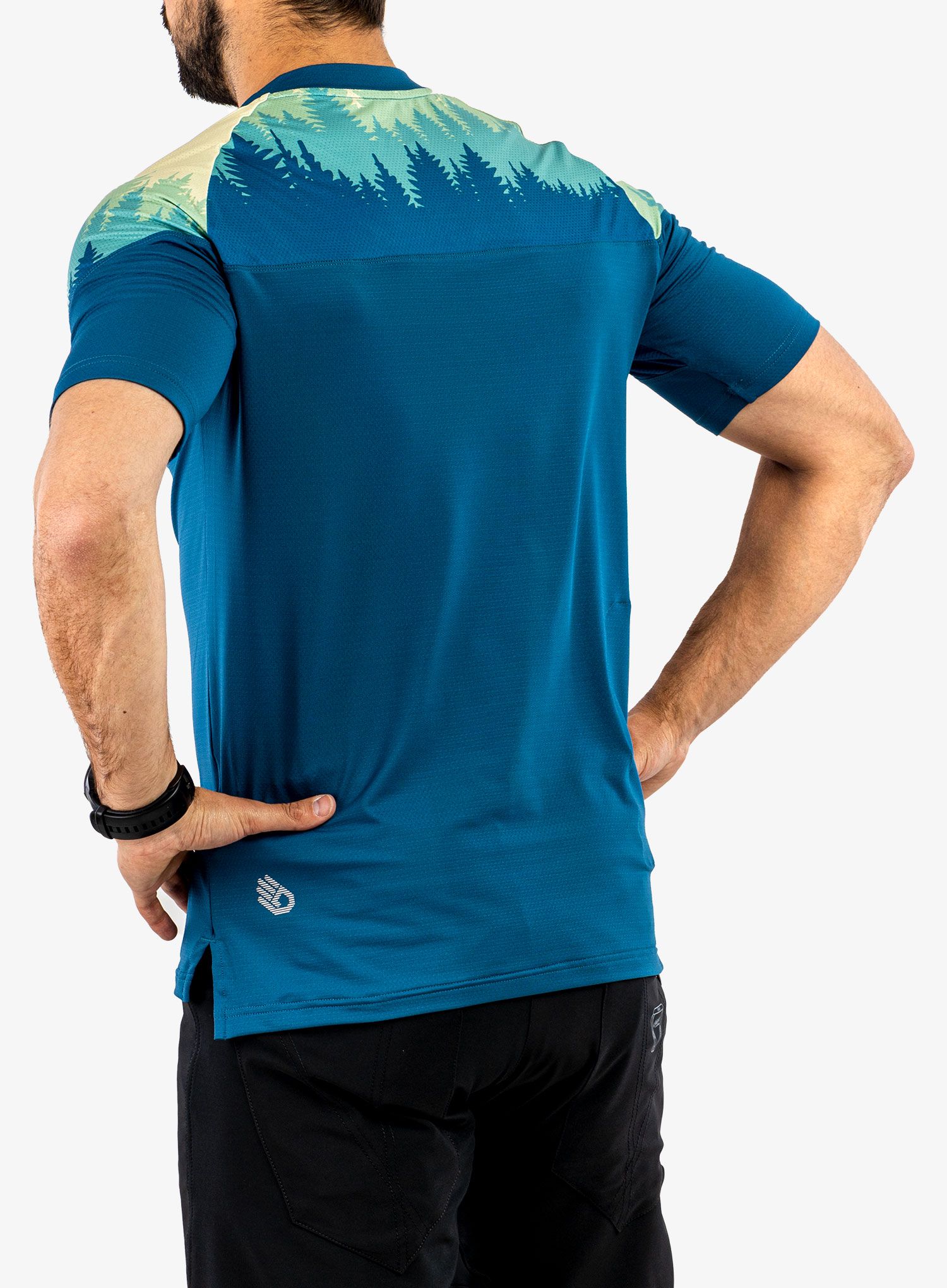 Moška kolesarska majica Sensor Helium Jersey S/S - saphire/trees