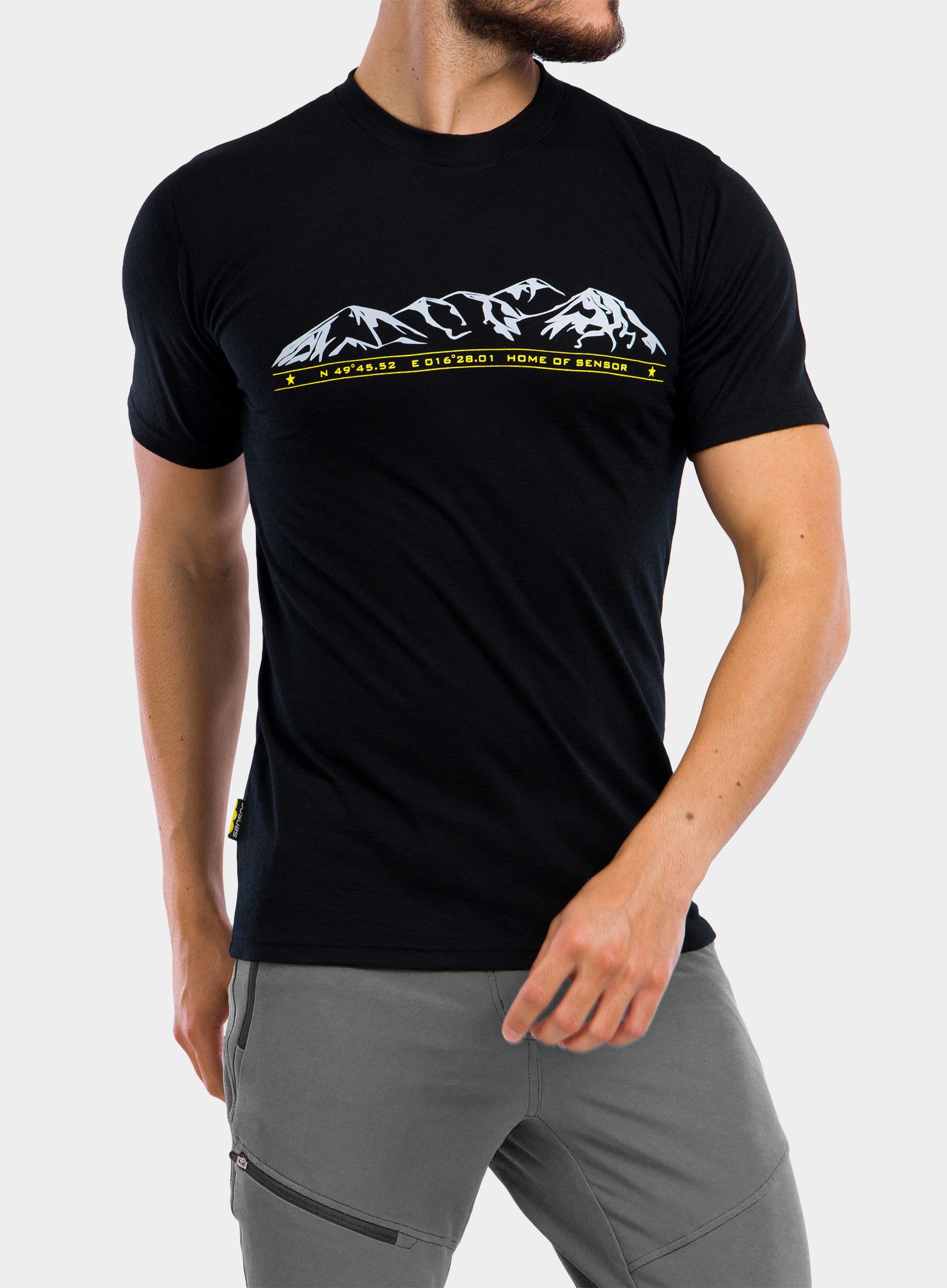 Moška majica Sensor Merino Active PT Tee S/S - black mountains