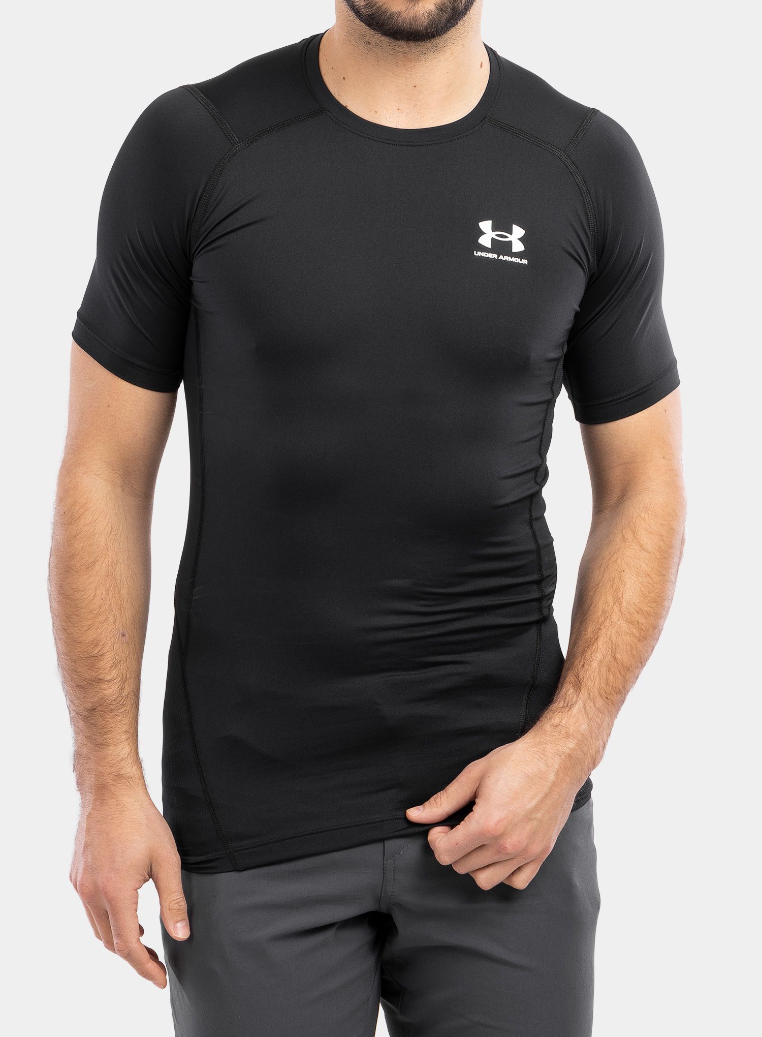 Moška majica Under Armour HG Armour Comp S/S - black/white