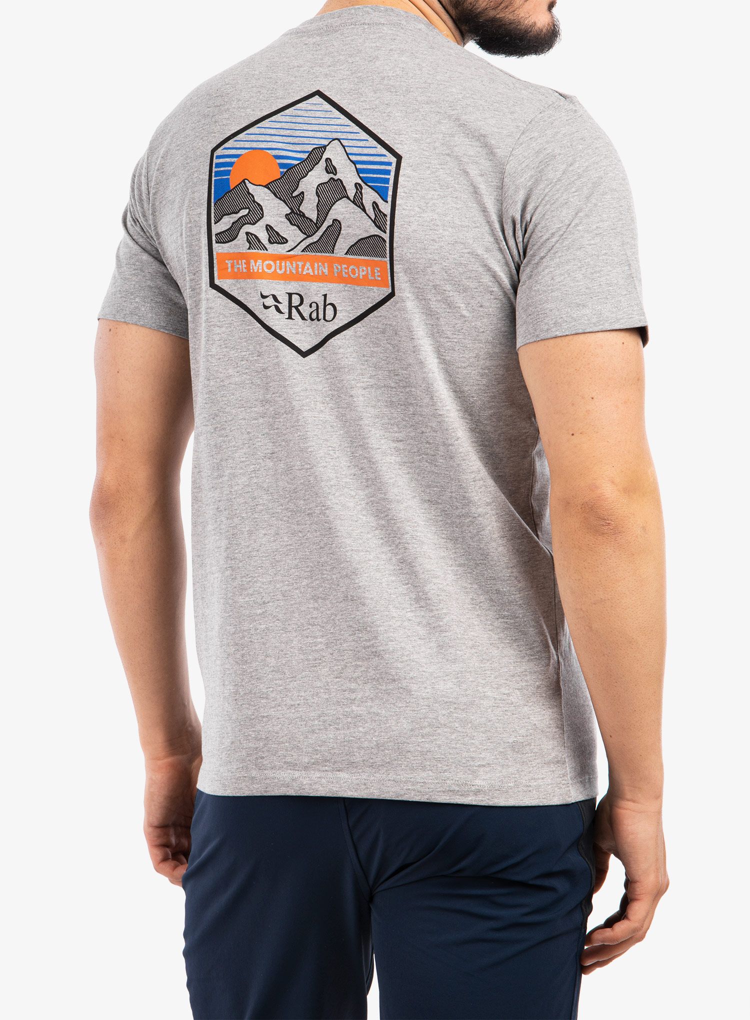 Majica s potiskom Rab Stance Mountain Peak Tee - grey marl