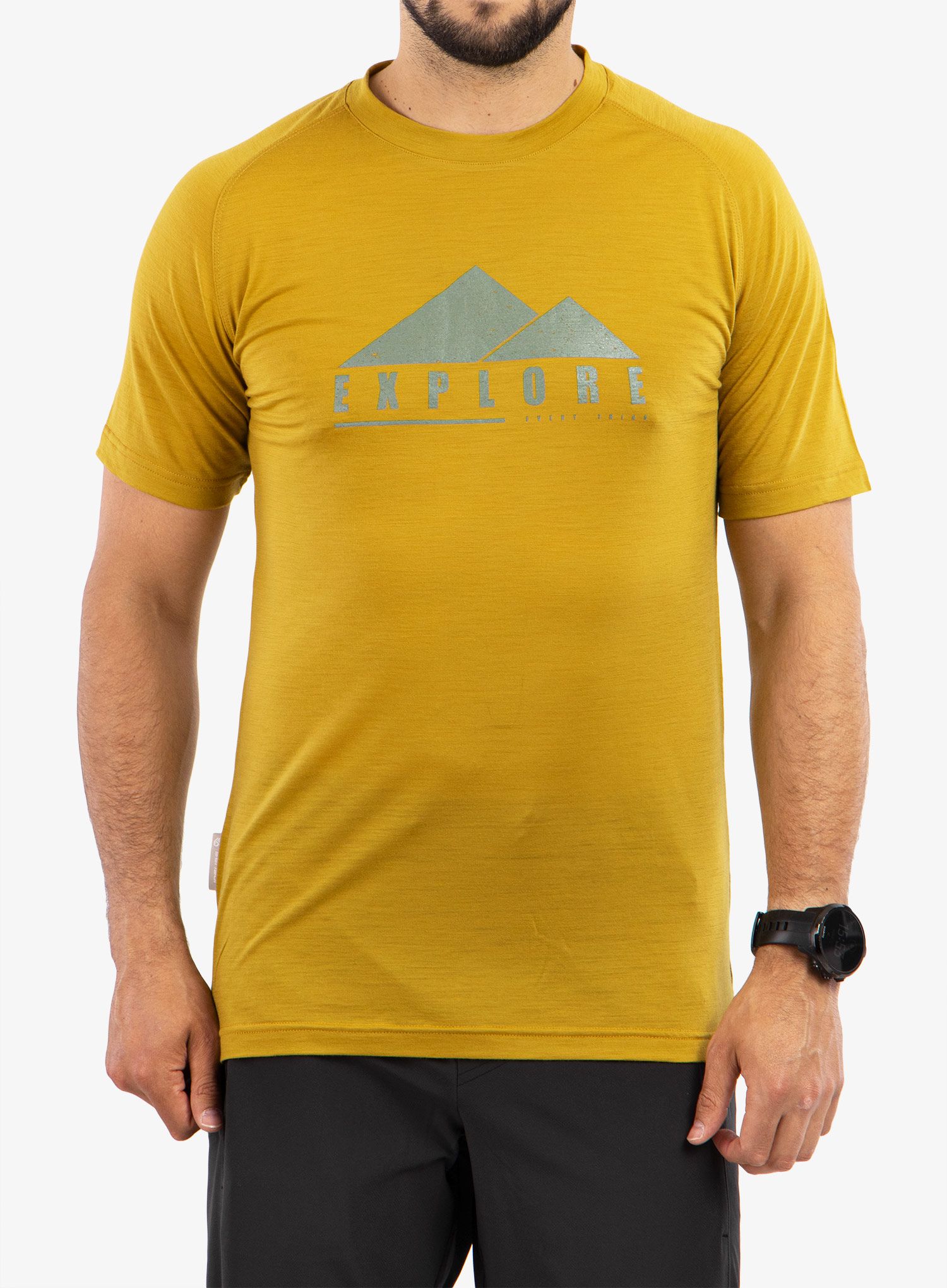 Majica s potiskom Sensor Merino Air PT Explore - mustard