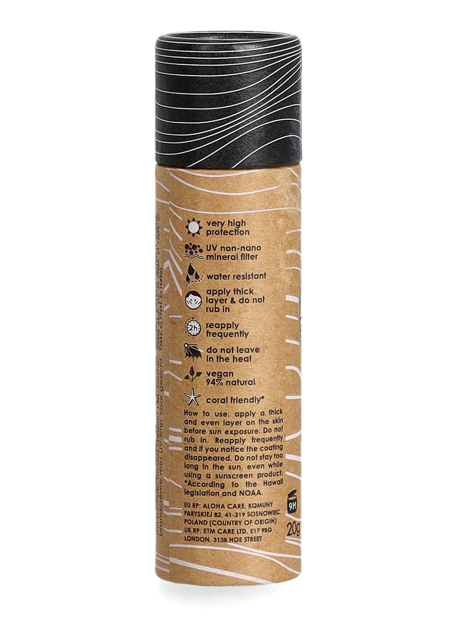 Krema z zaščitnim filtrom Aloha Care Aloha Sun Stick SPF 50+ 20 g - white