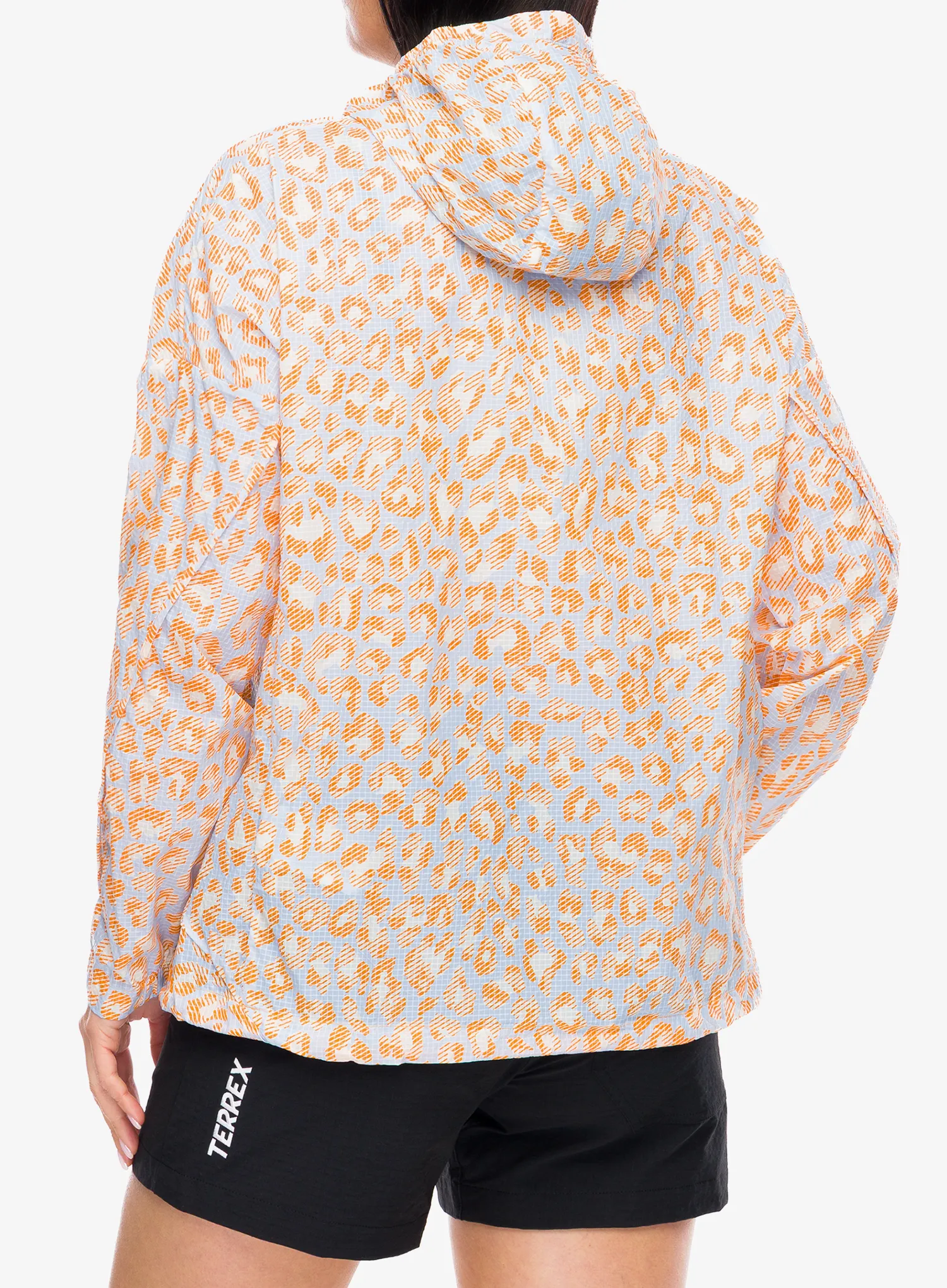 Ženska jakna adidas TERREX Xploric CLIMA365 Printed Wind Anorak - white/glow blue/pure tangerine