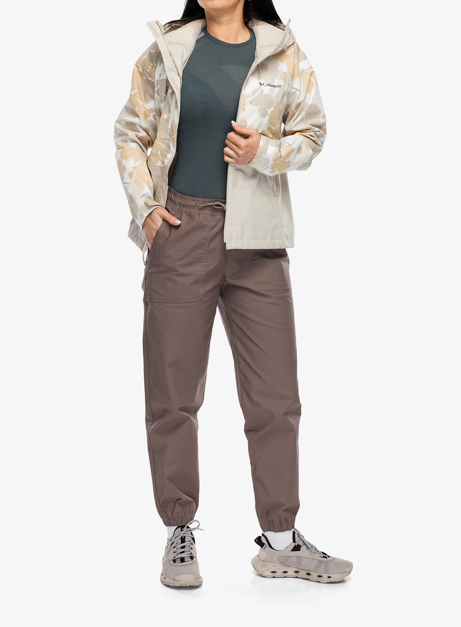 Ženska jakna Columbia Hikebound Printed Jacket - dark stone print/dark stone