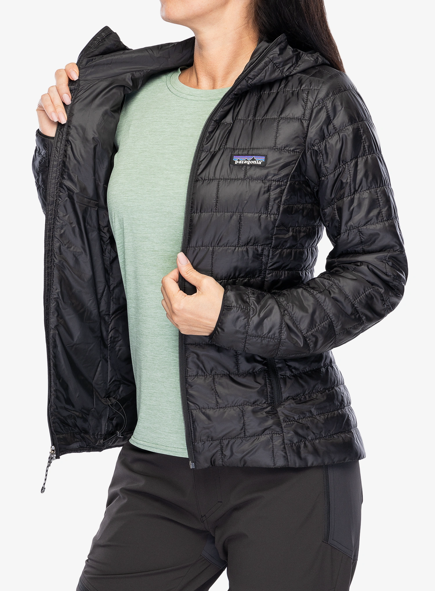Ženska jakna Patagonia Nano Puff Hoody - black/black/black