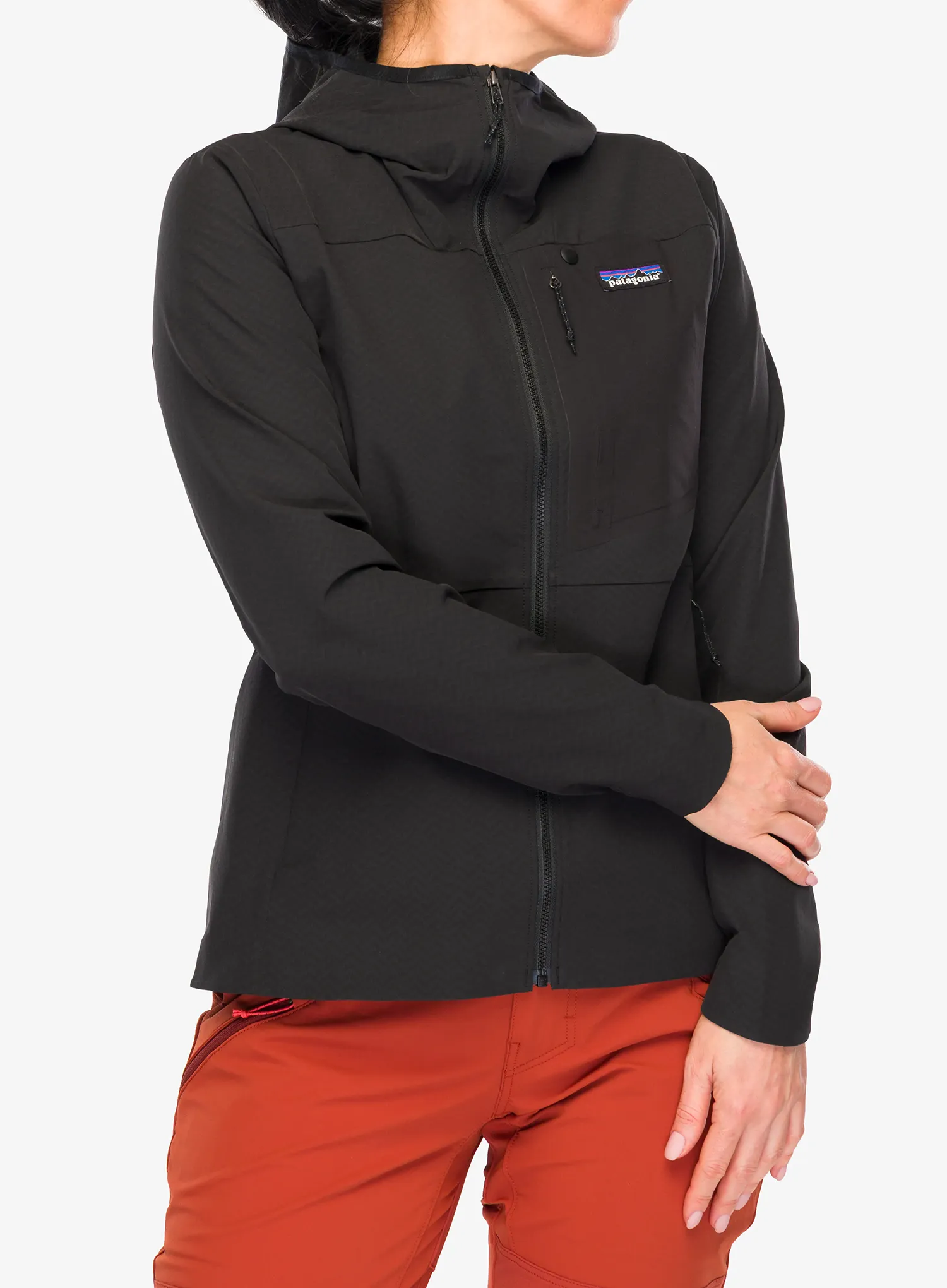 Ženska jakna Patagonia R1 CrossStrata Hoody - black