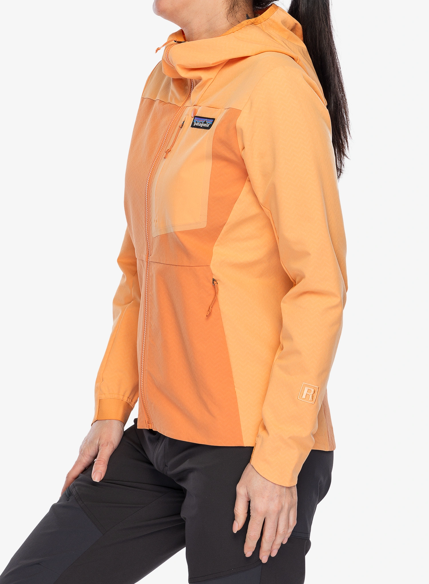 Ženska jakna Patagonia R1 CrossStrata Hoody - rock melon