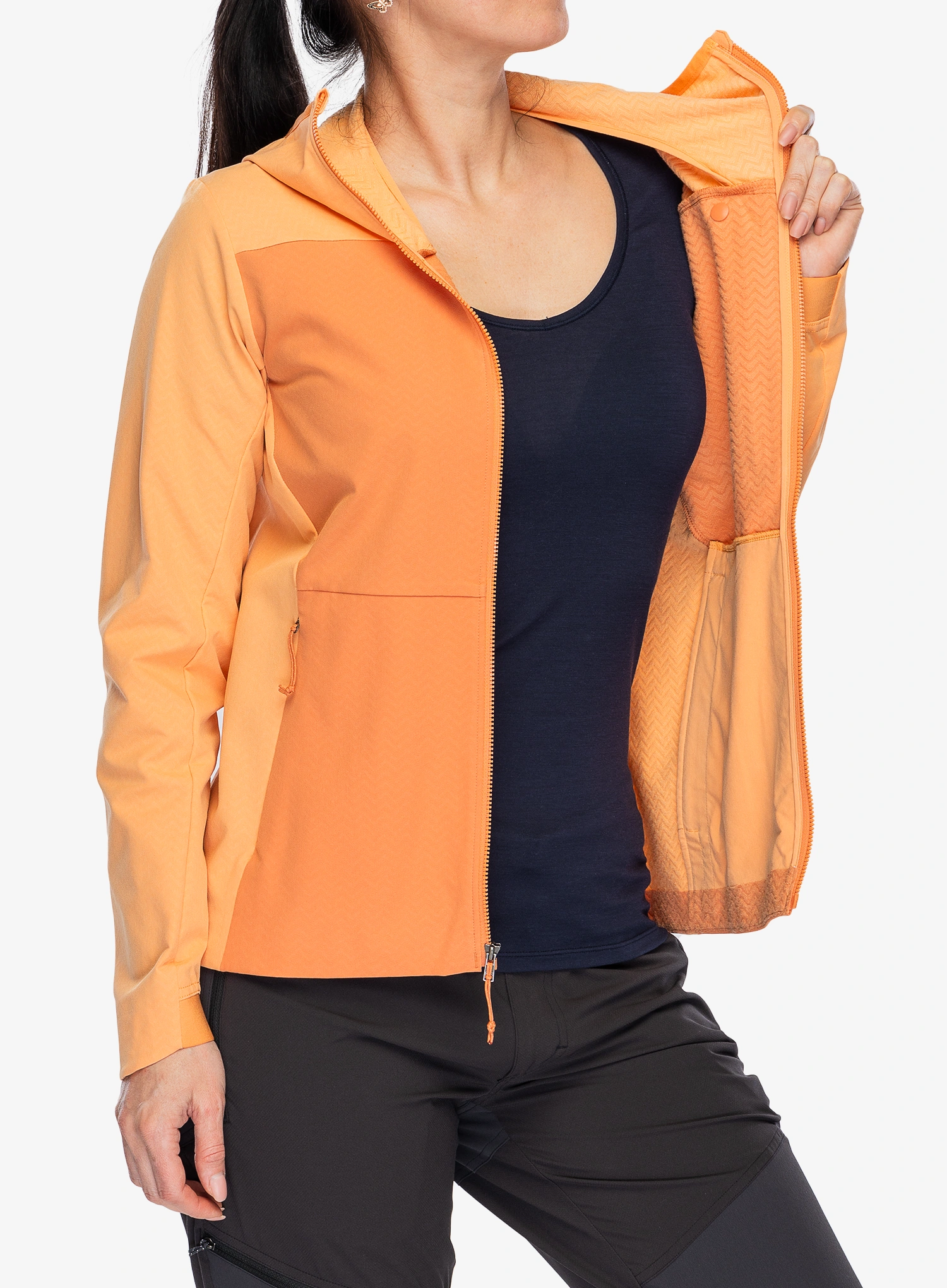 Ženska jakna Patagonia R1 CrossStrata Hoody - rock melon